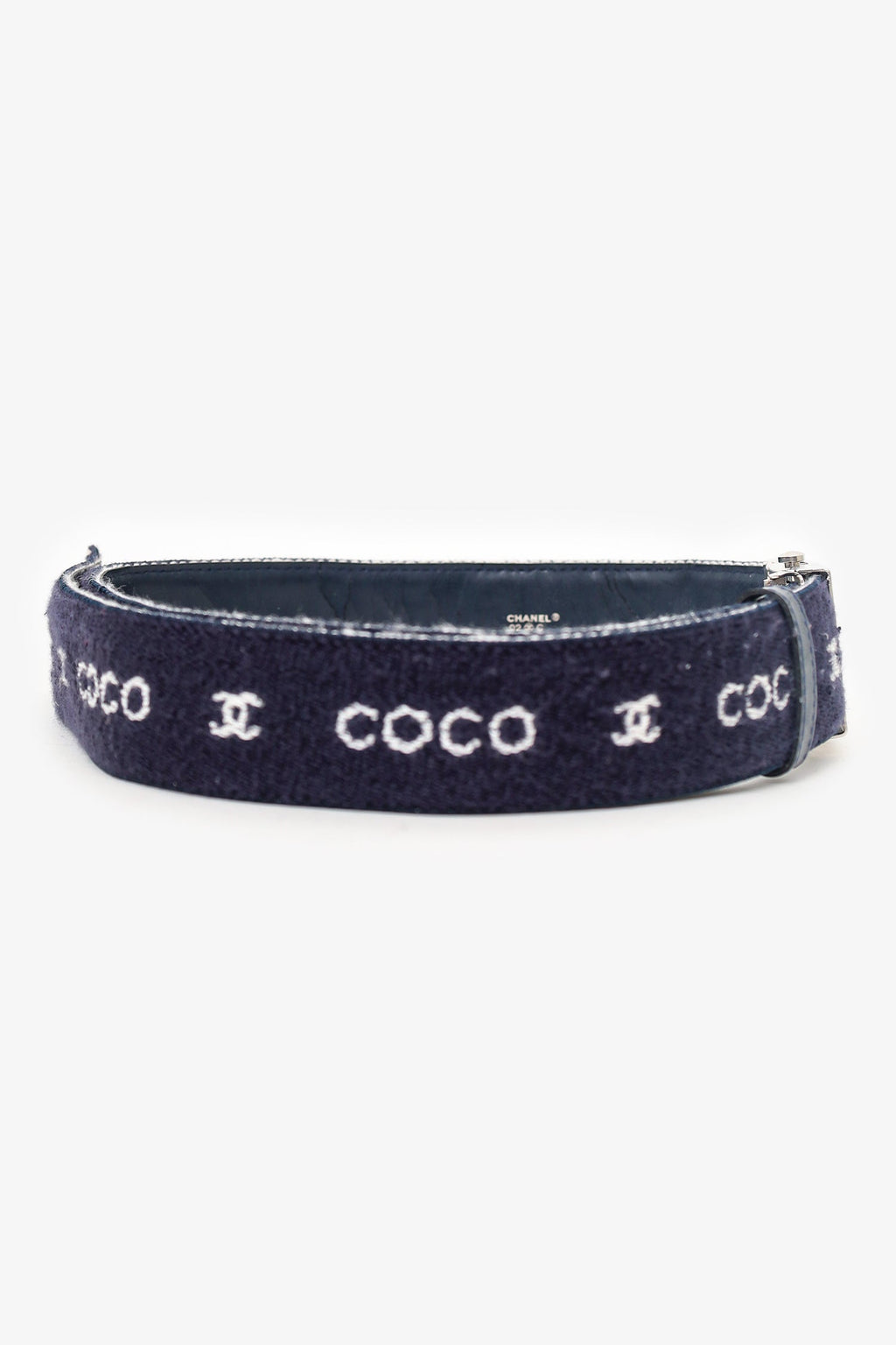 Pre-Loved Chanel™ Navy Wool 'Coco CC' Belt