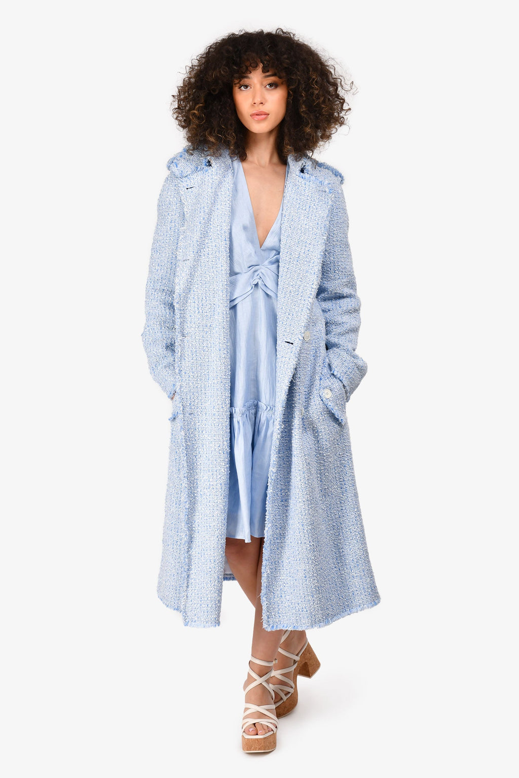 Michael Kors Collection Light Blue Tweed Jacket Size 10