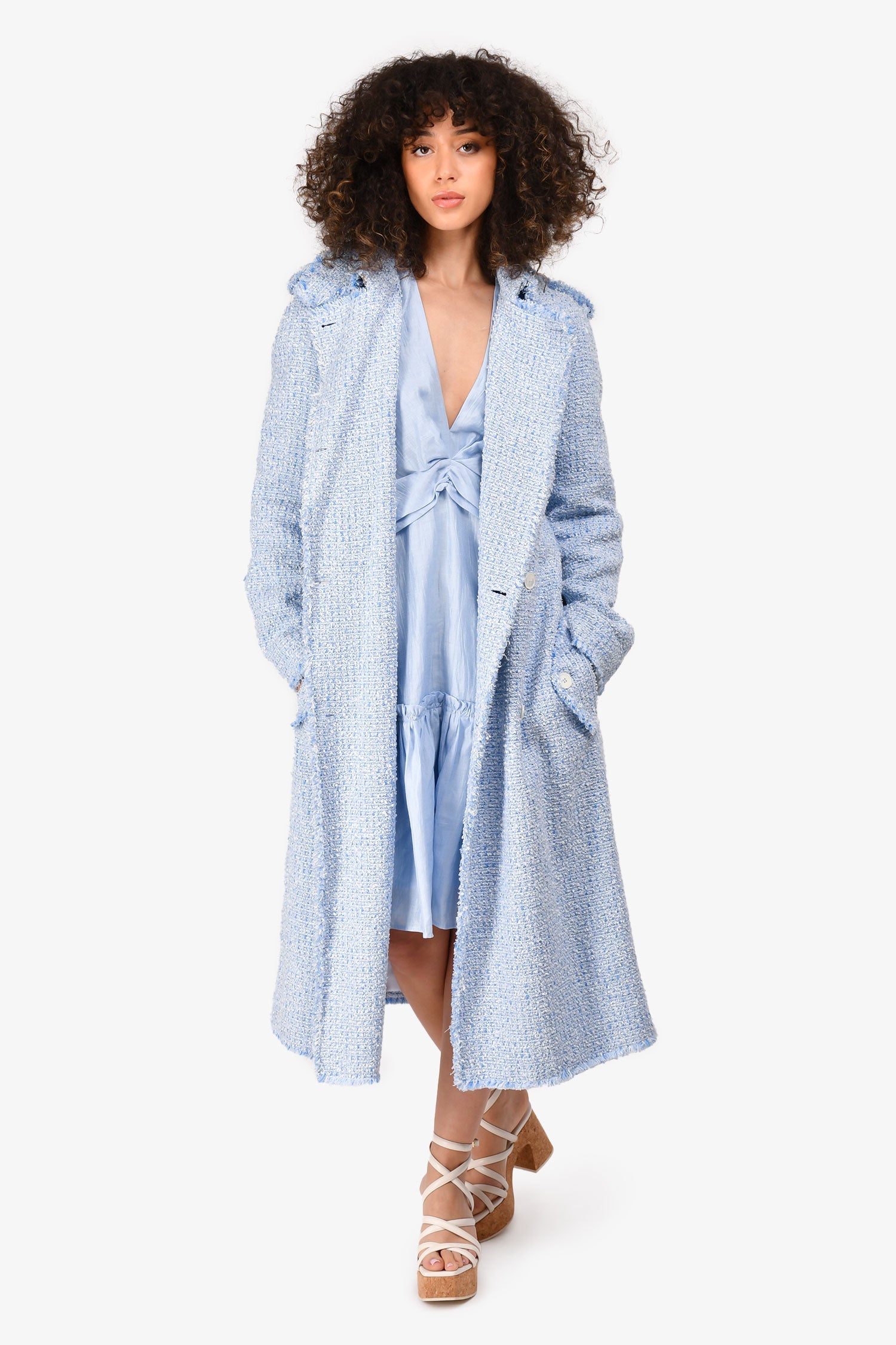 Michael Kors Collection Light Blue Tweed Jacket Size 10