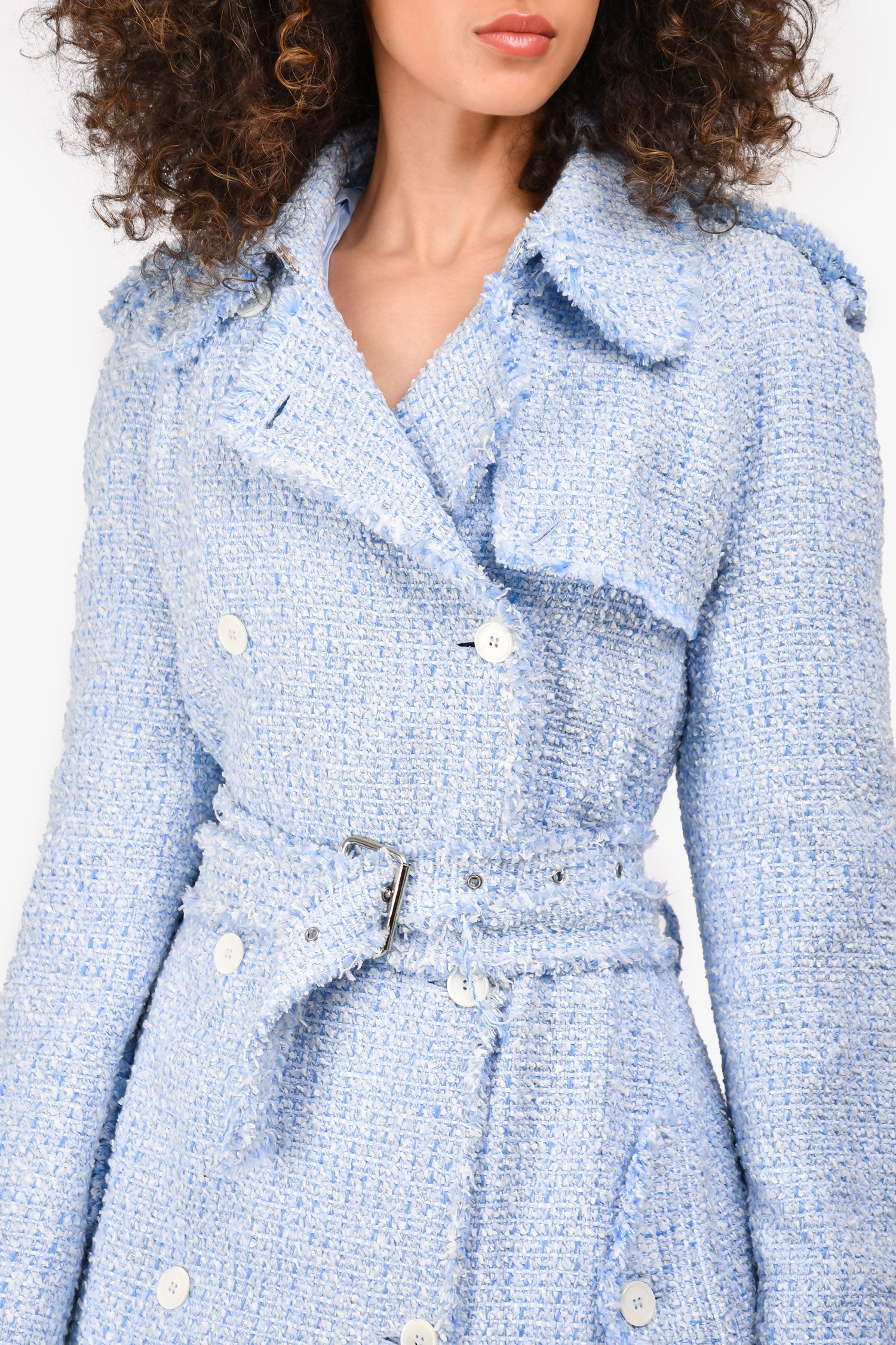 Michael Kors Collection Light Blue Tweed Jacket Size 10
