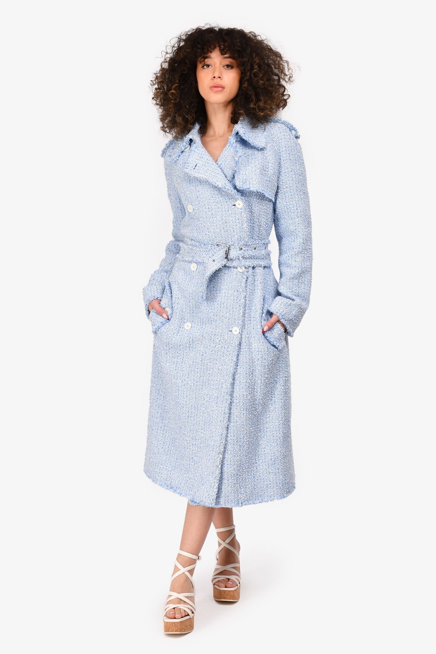 Michael Kors Collection Light Blue Tweed Jacket Size 10