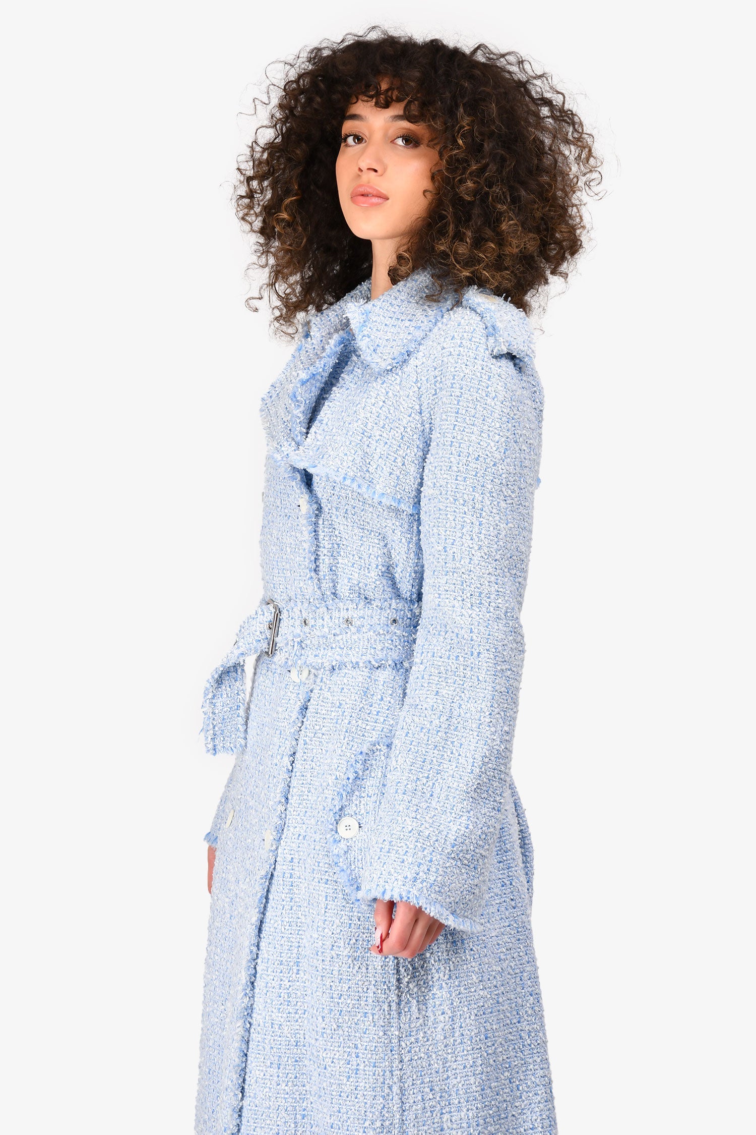 Michael Kors Collection Light Blue Tweed Jacket Size 10