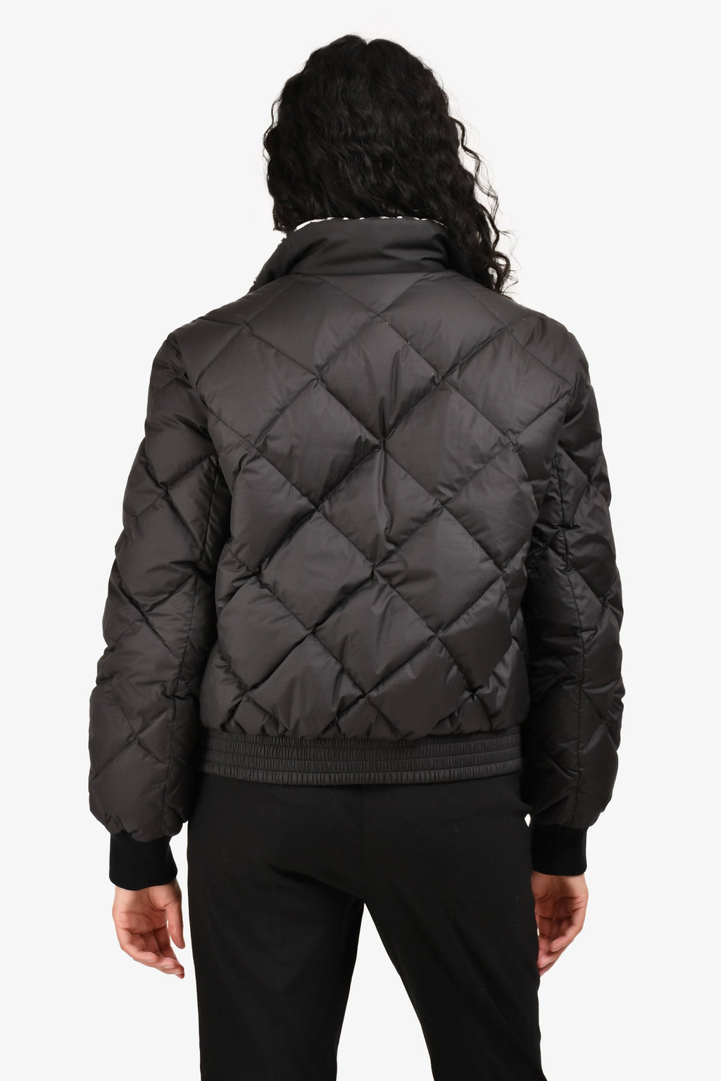 Hermès Black/White Reversible Printed Nylon Puffer Jacket Size 36