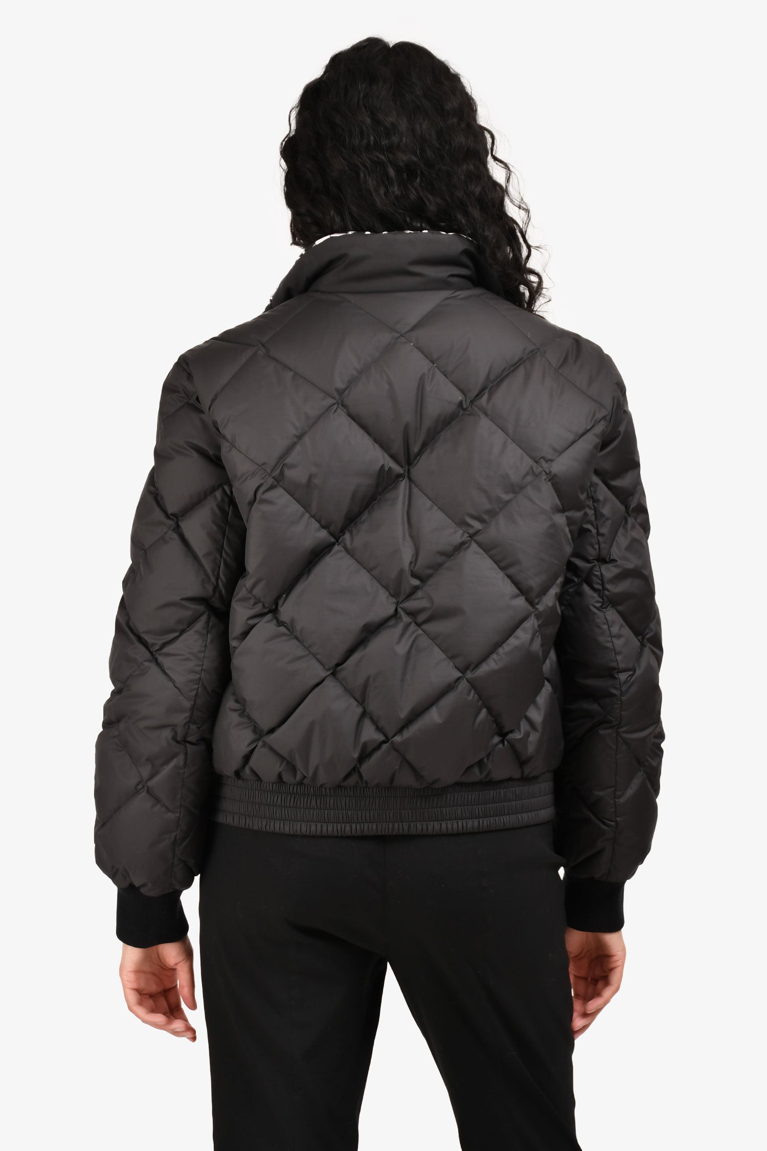 Hermès Black/White Reversible Printed Nylon Puffer Jacket Size 36