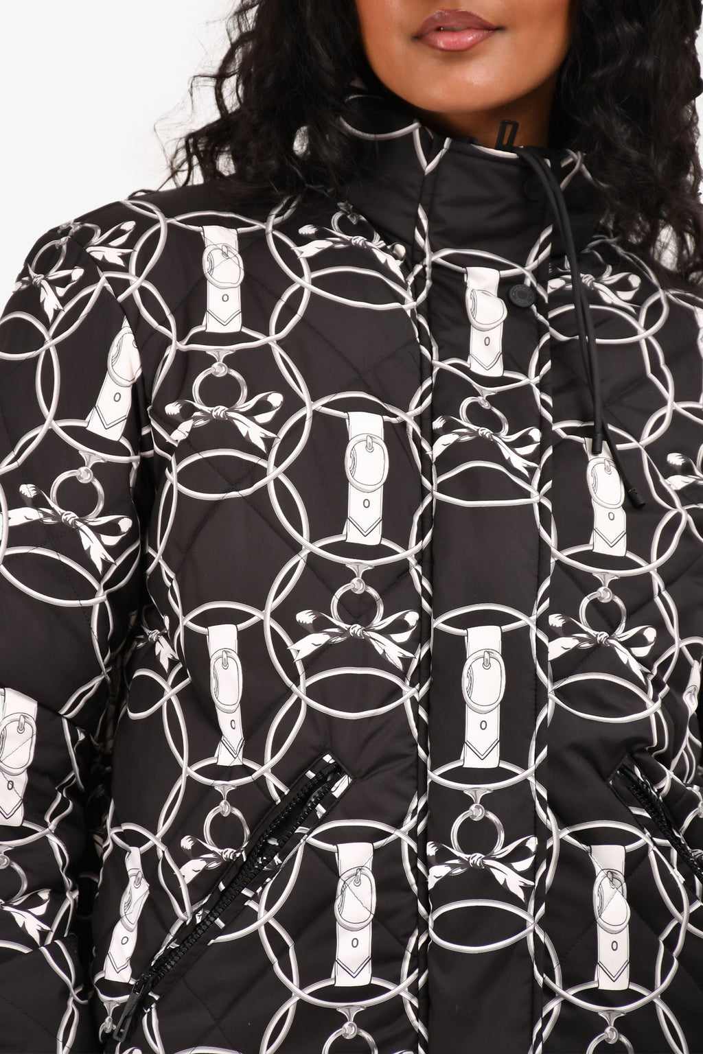 Hermès Black/White Reversible Printed Nylon Puffer Jacket Size 36