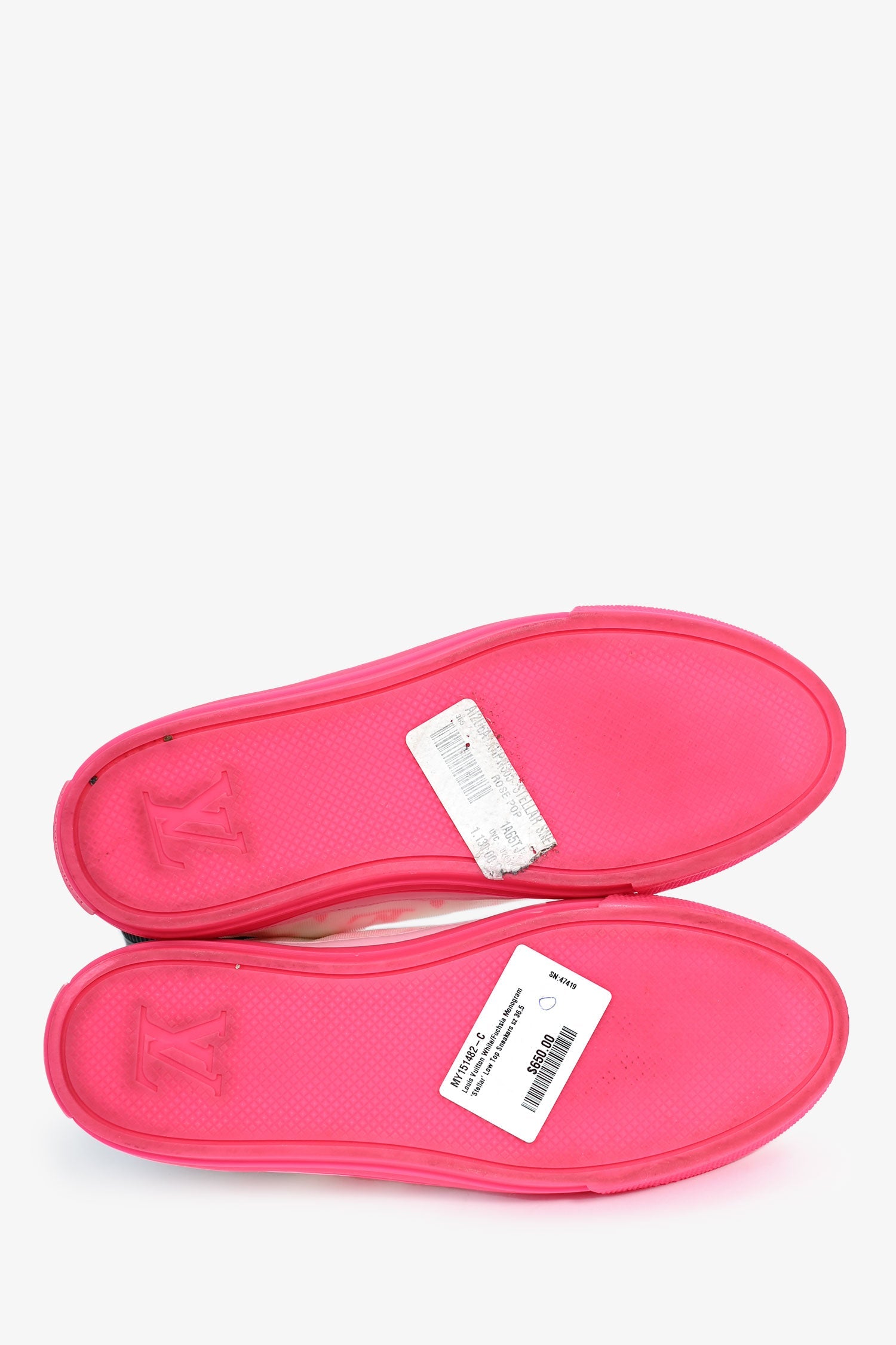 Louis Vuitton White/Fuchsia Monogram 'Stellar' Low Top Sneakers Size 36.5