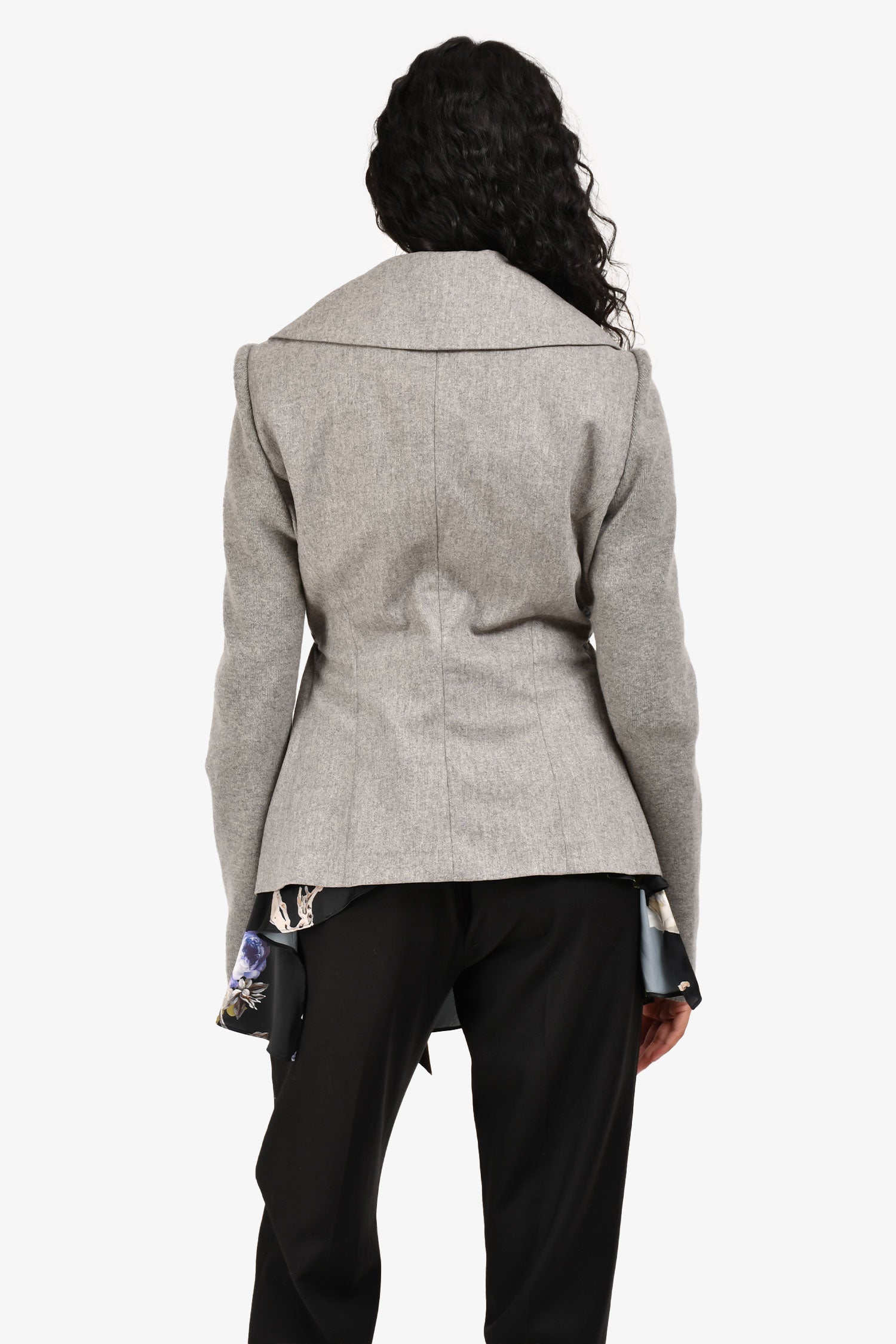 Brunello Cucinelli Grey Wool Wrap Blazer Size 46