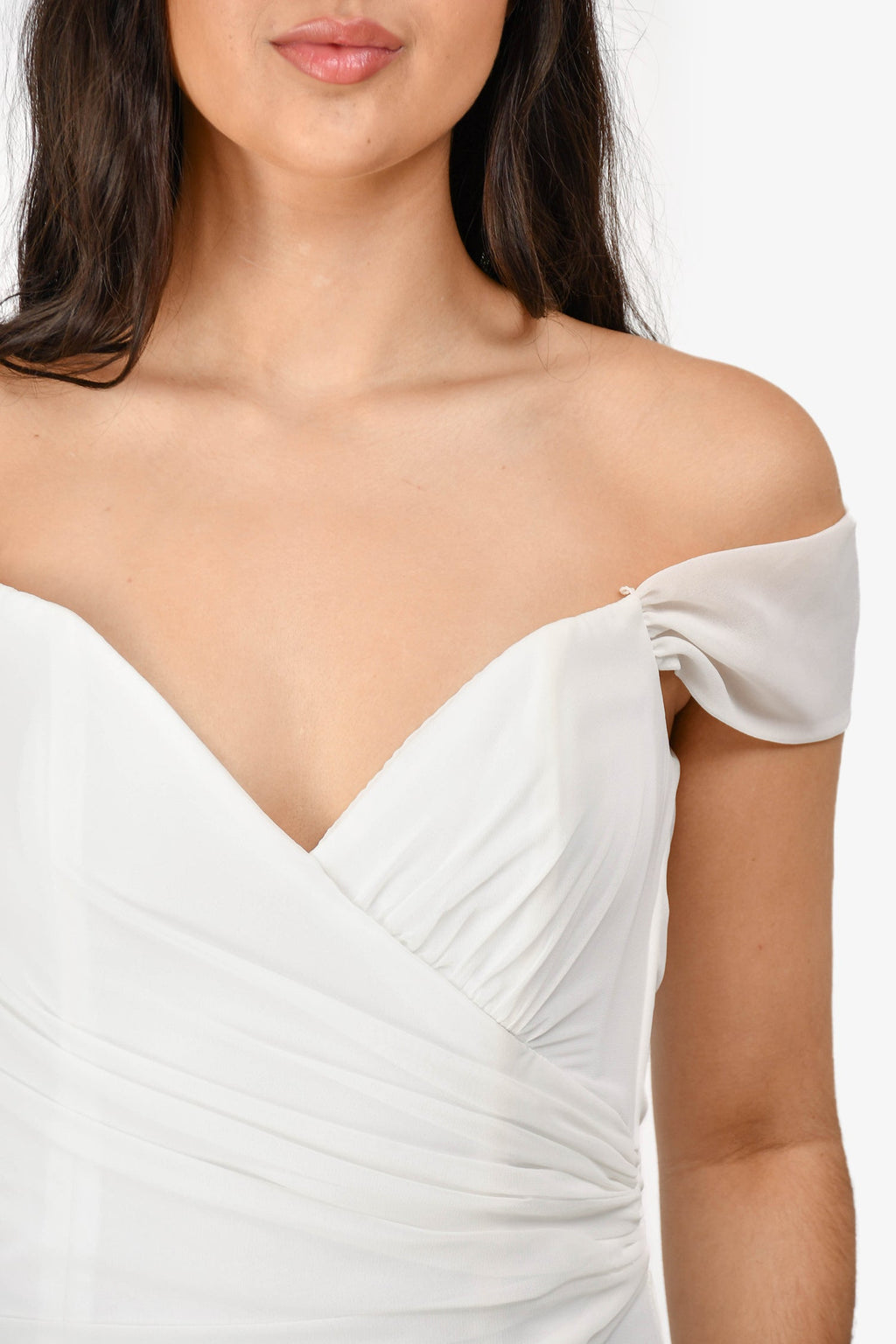 Katie May White Ruched 'Darcy' Gown Size XS