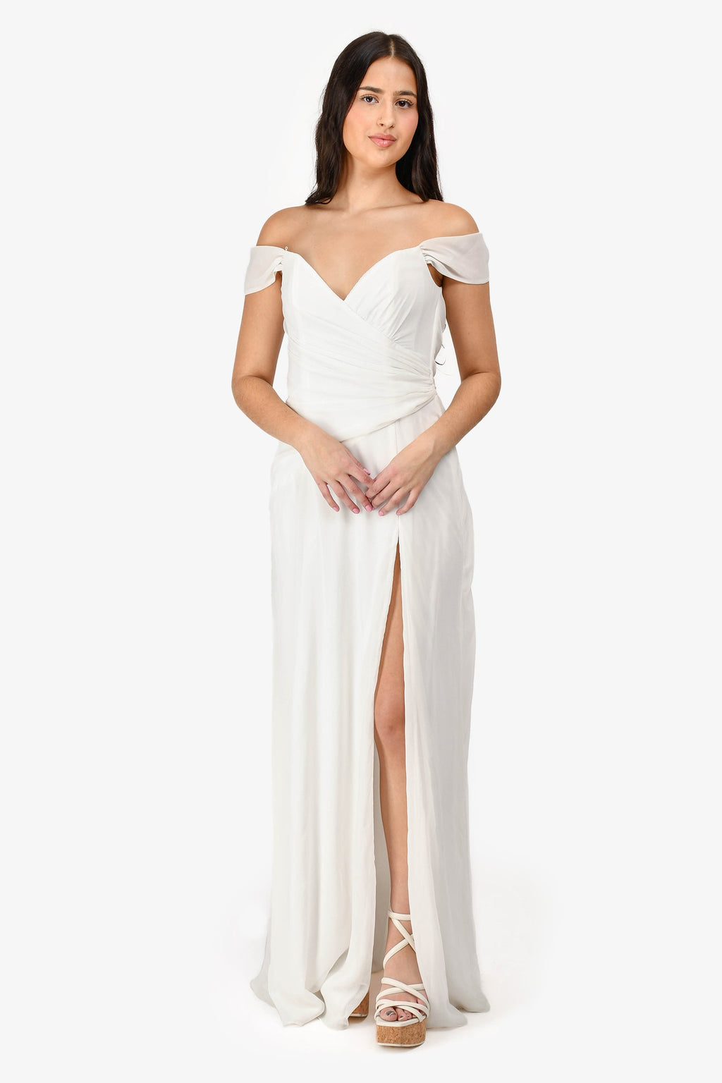 Katie May White Ruched 'Darcy' Gown Size XS