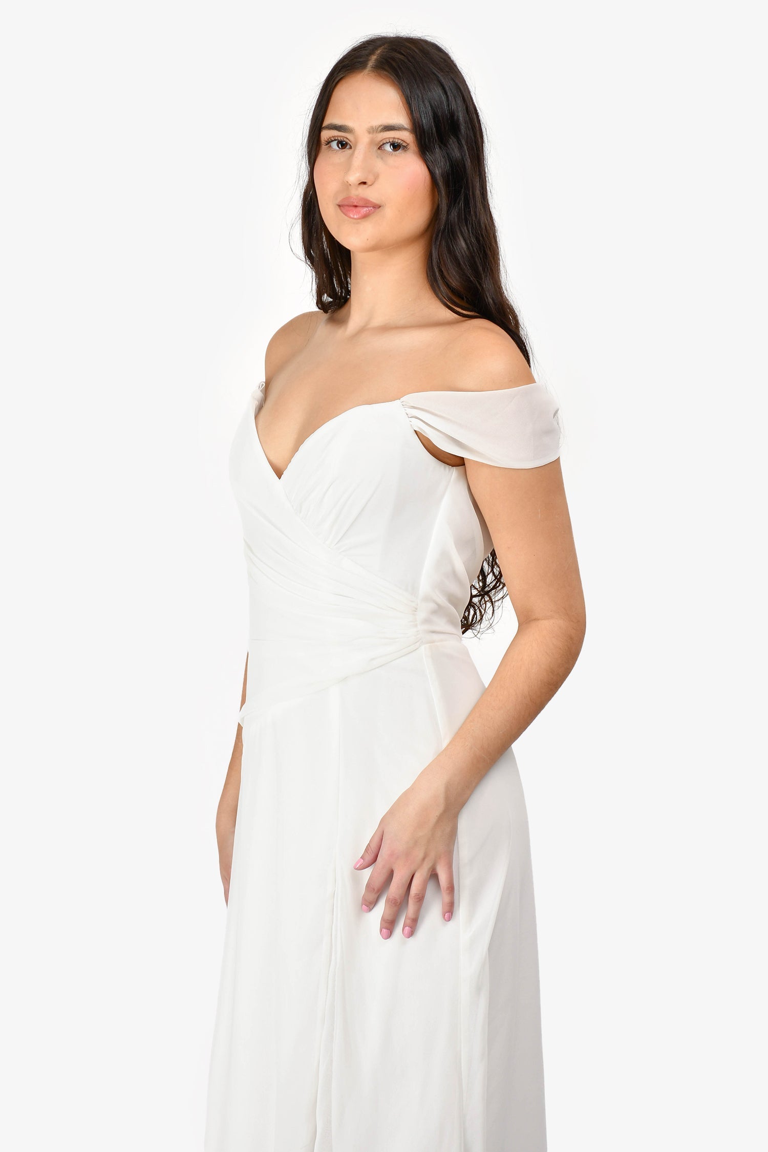 Katie May White Ruched 'Darcy' Gown Size XS