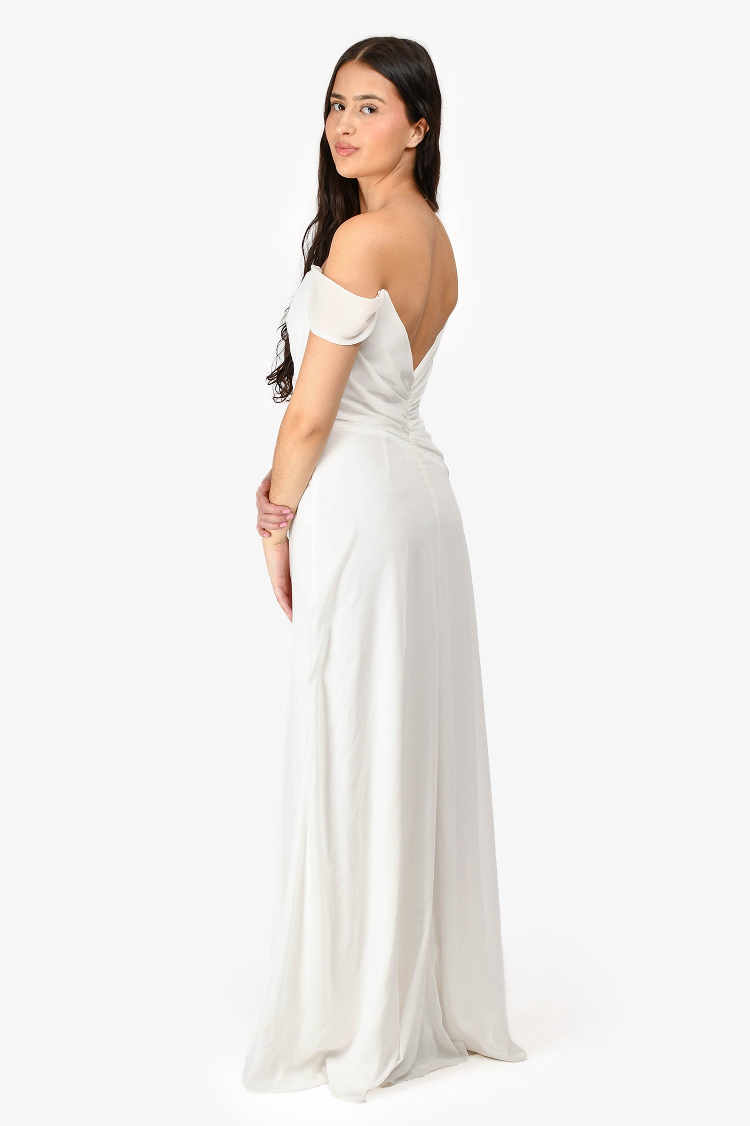 Katie May White Ruched 'Darcy' Gown Size XS