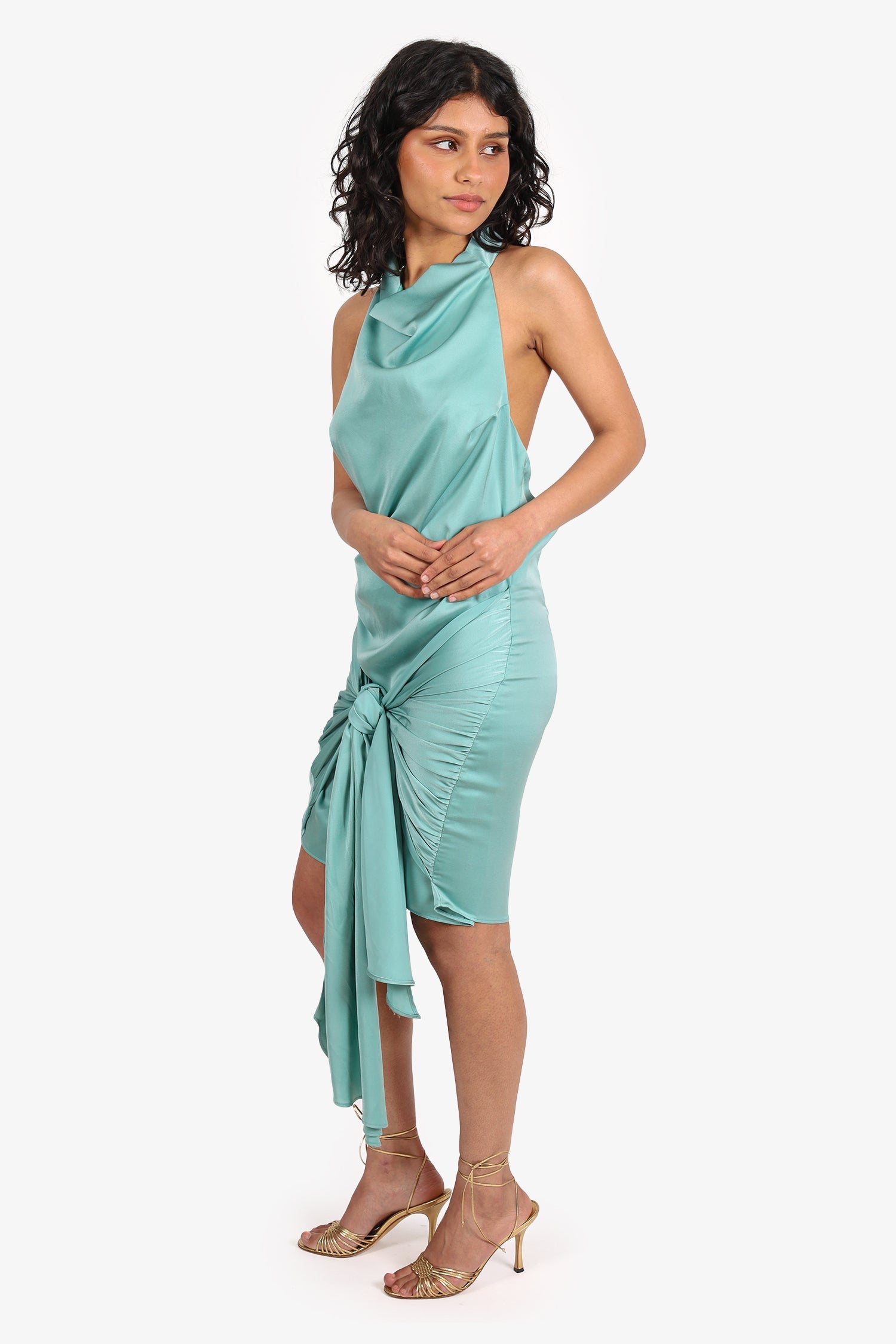 Elliatt Turquoise Silk 'Calla' Mini Dress Size M