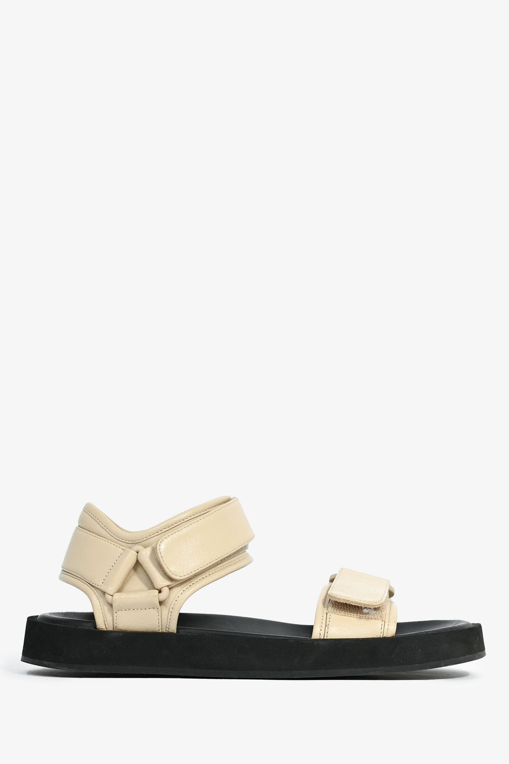 The Row White/Black 'Hook & Loop' Leather Sandals Size 35