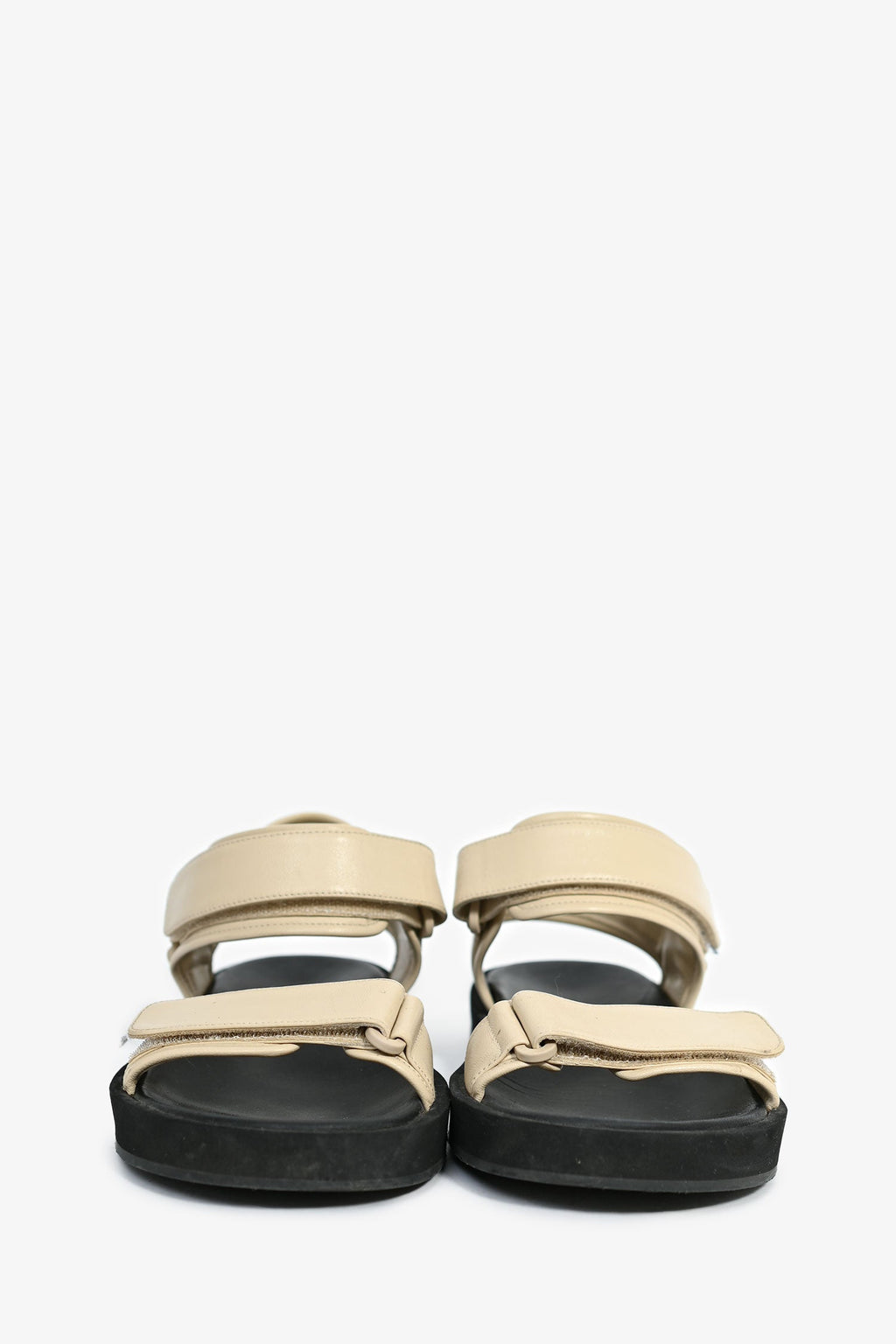 The Row White/Black 'Hook & Loop' Leather Sandals Size 35