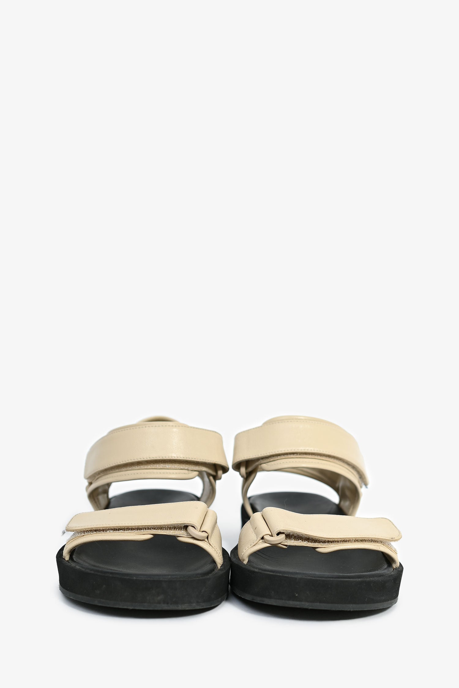 The Row White/Black 'Hook & Loop' Leather Sandals Size 35