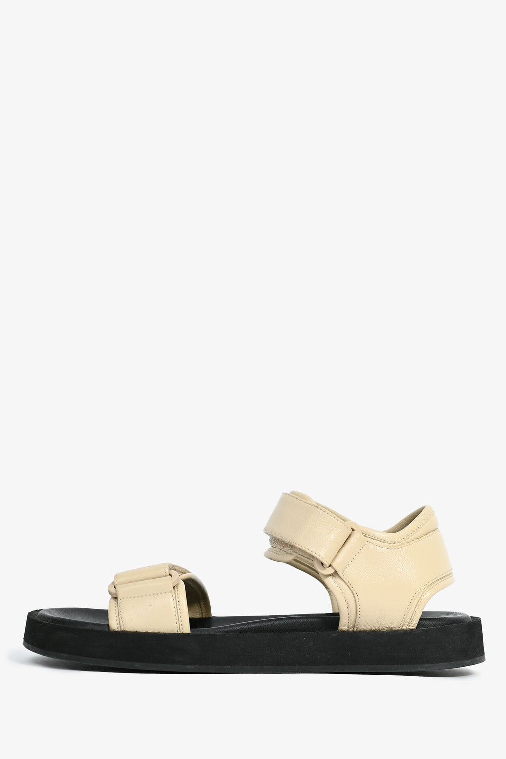The Row White/Black 'Hook & Loop' Leather Sandals Size 35