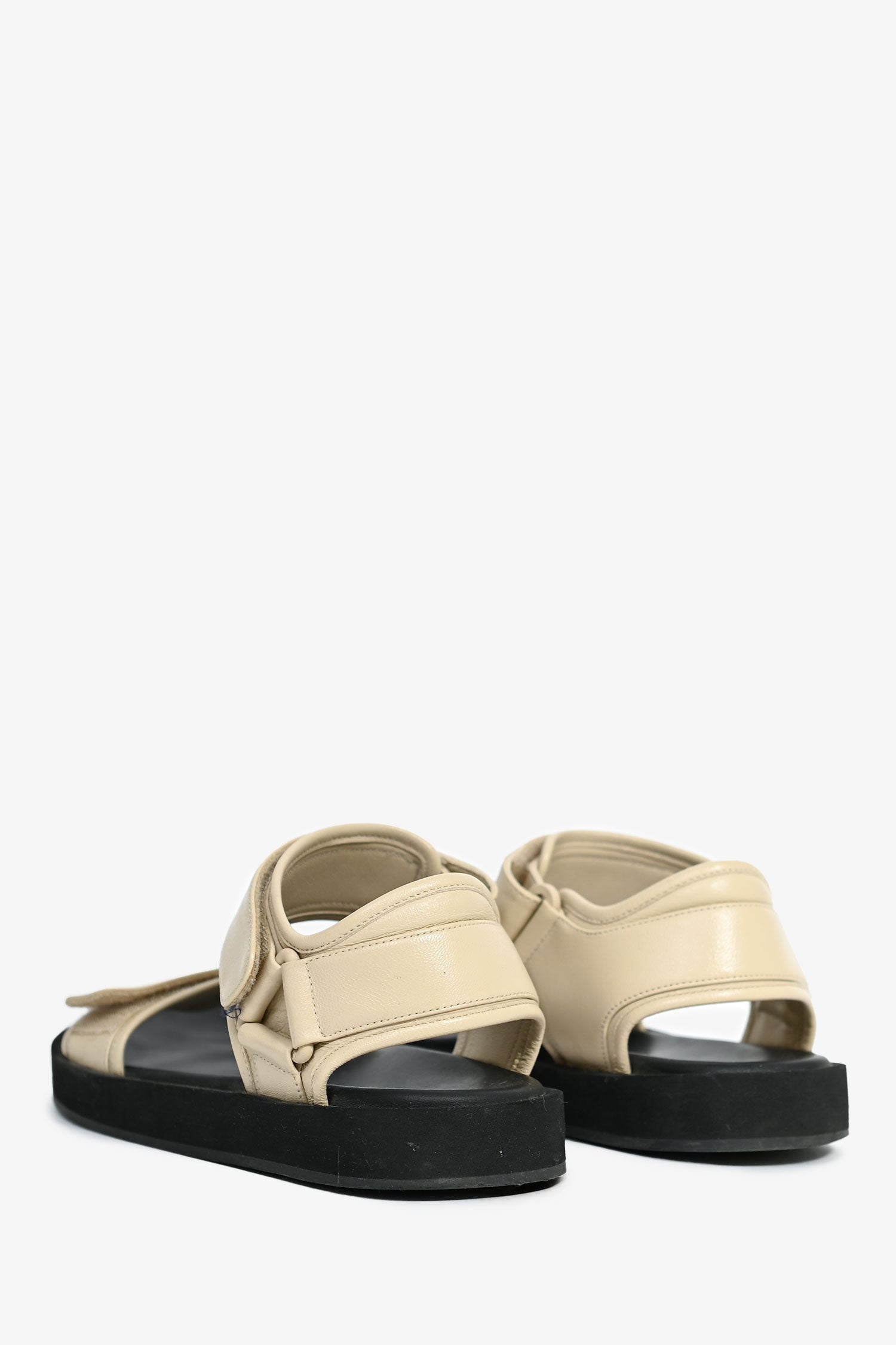 The Row White/Black 'Hook & Loop' Leather Sandals Size 35