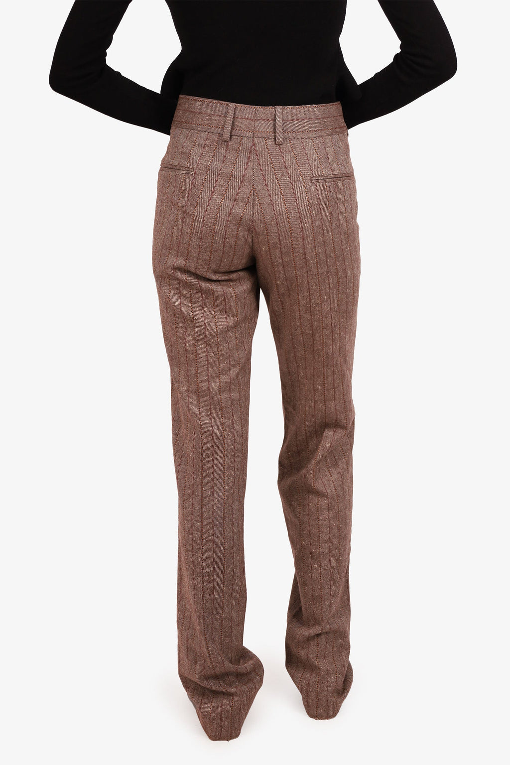 Gucci Brown Wool Striped Trousers Size 48