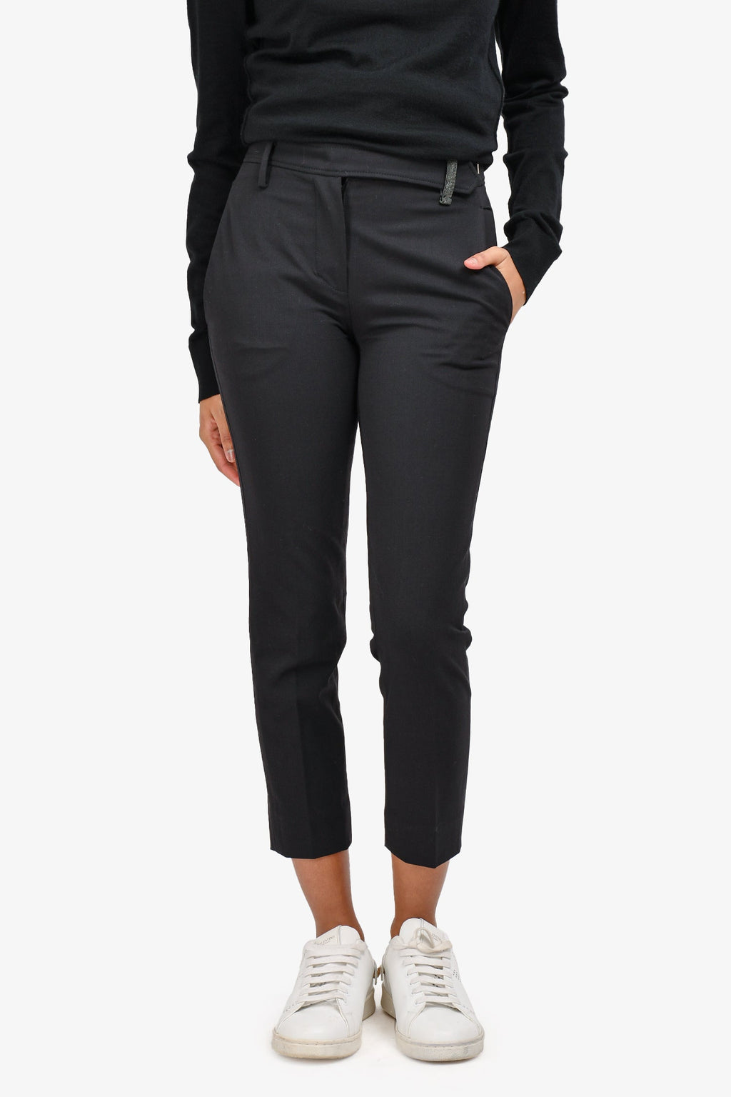 Brunello Cucinelli Black Wool Straight Legged Pants Size 2 US