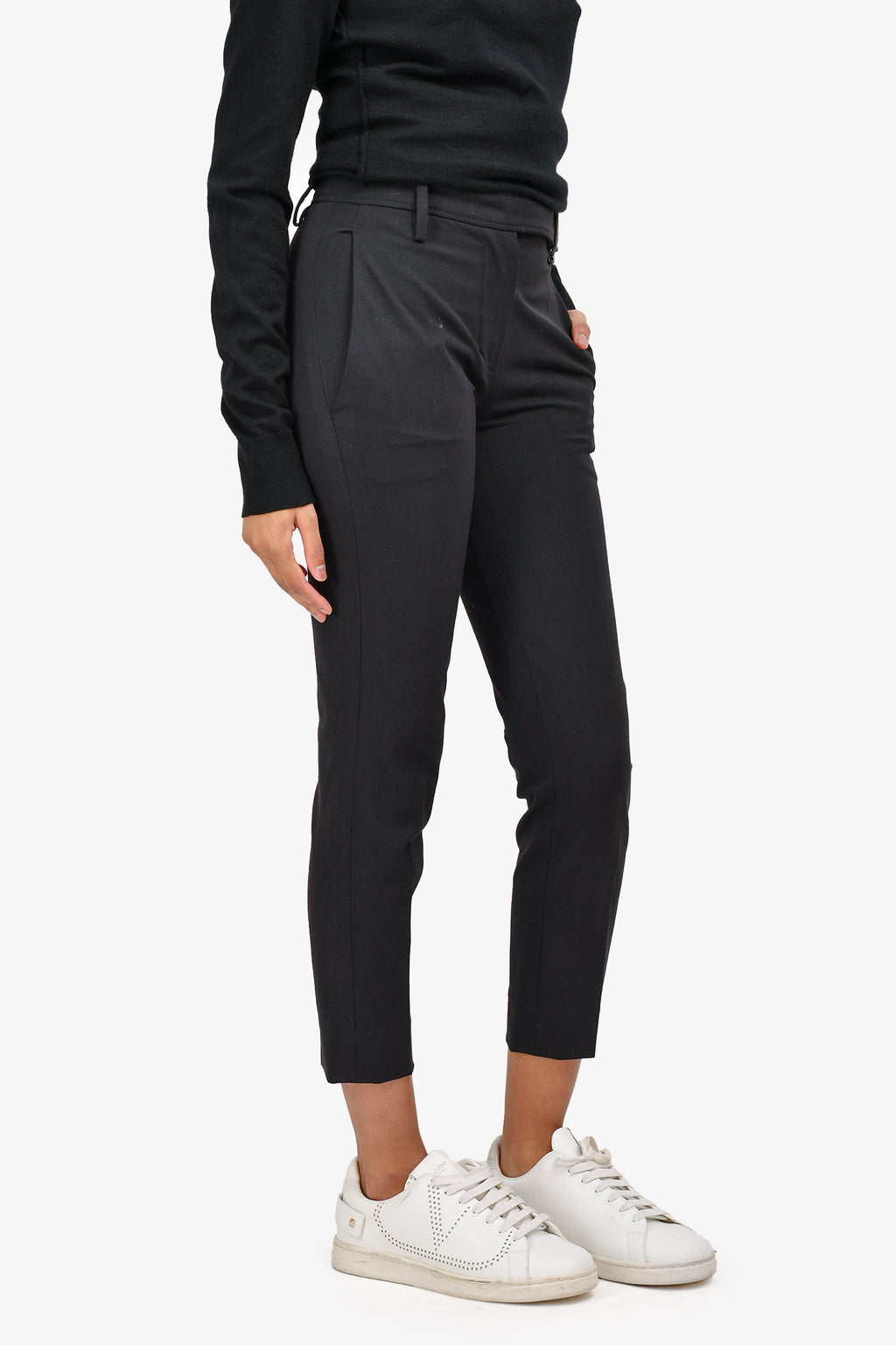 Brunello Cucinelli Black Wool Straight Legged Pants Size 2 US