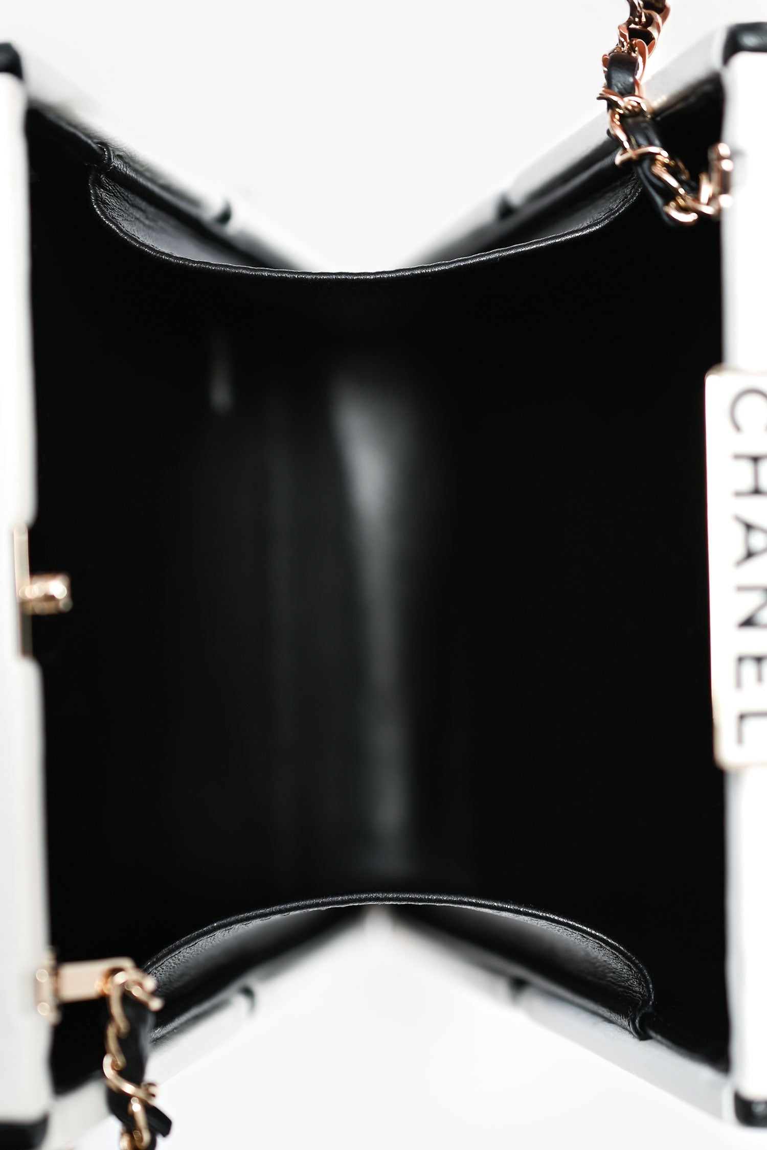 Pre-Loved Chanel™ Black/White Leather No. 5 Perfume Clutch Evening Clutch