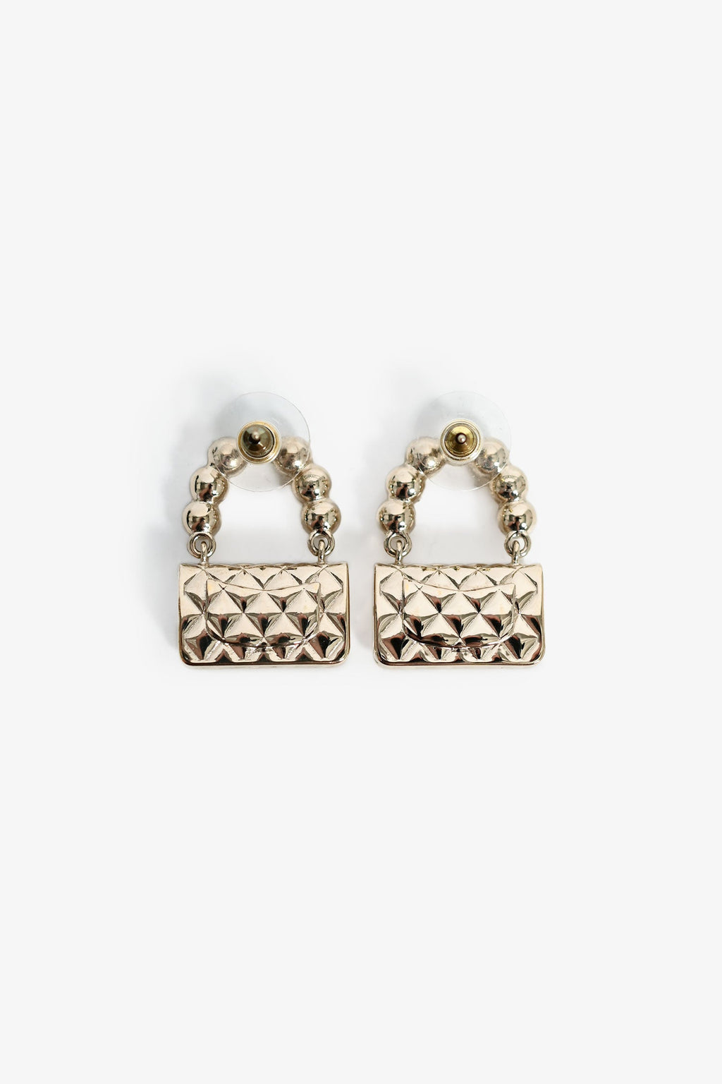 Pre-Loved Chanel™ 2022 Champagne Gold Toned Flap Bag Earrings