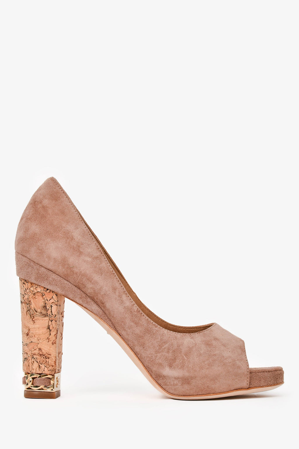Pre-Loved Chanel™ Beige Suede Leather Peep Toes Heels Size 36.5