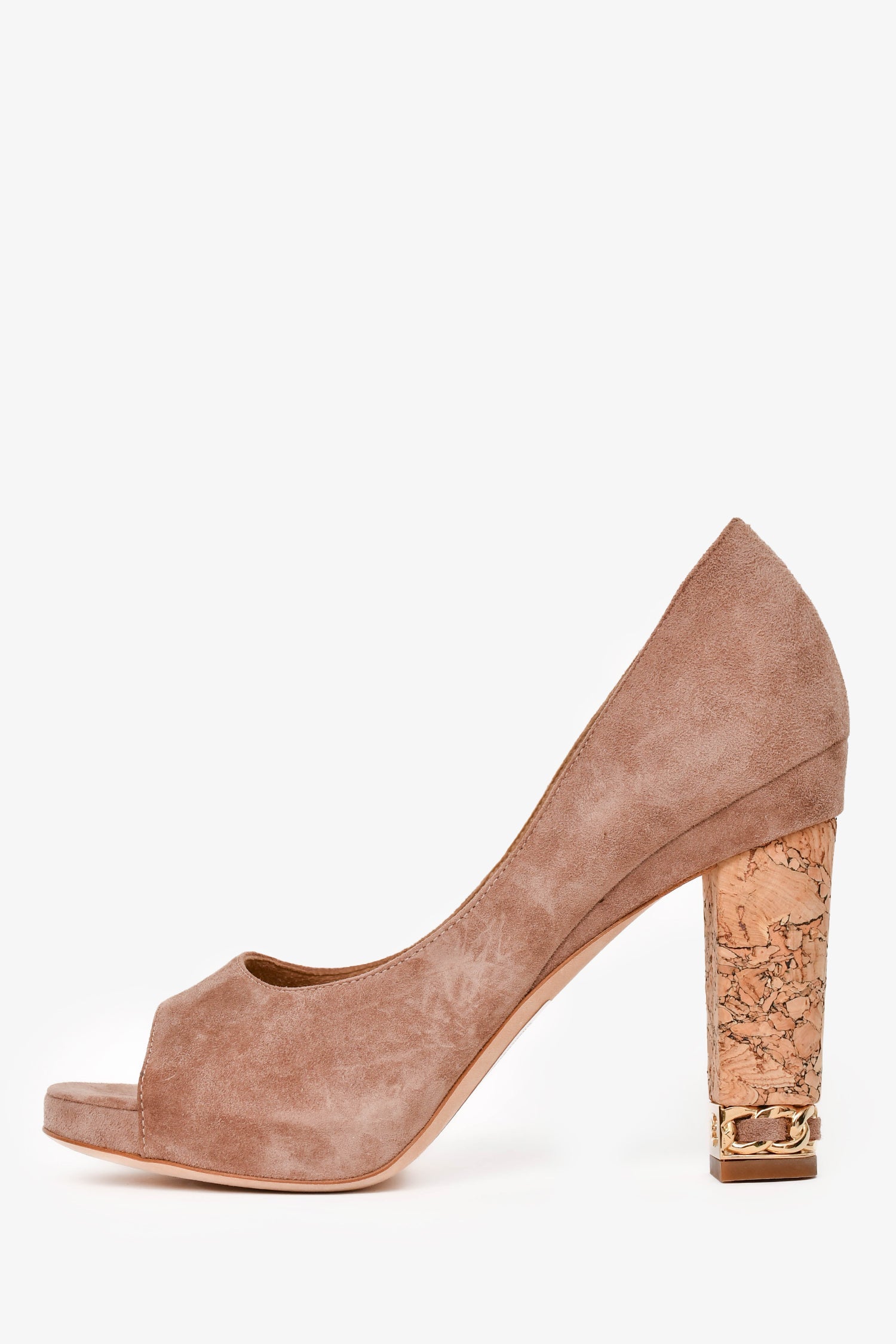 Pre-Loved Chanel™ Beige Suede Leather Peep Toes Heels Size 36.5