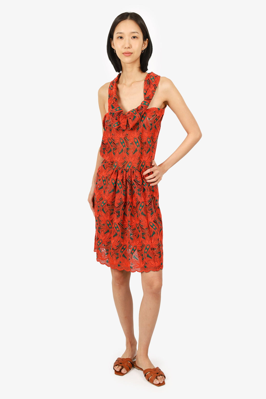 Junya Watanabe x Comme Des Garcons Orange/Green Lace Dress Size XS