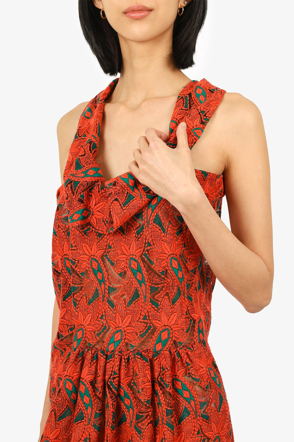Junya Watanabe x Comme Des Garcons Orange/Green Lace Dress Size XS