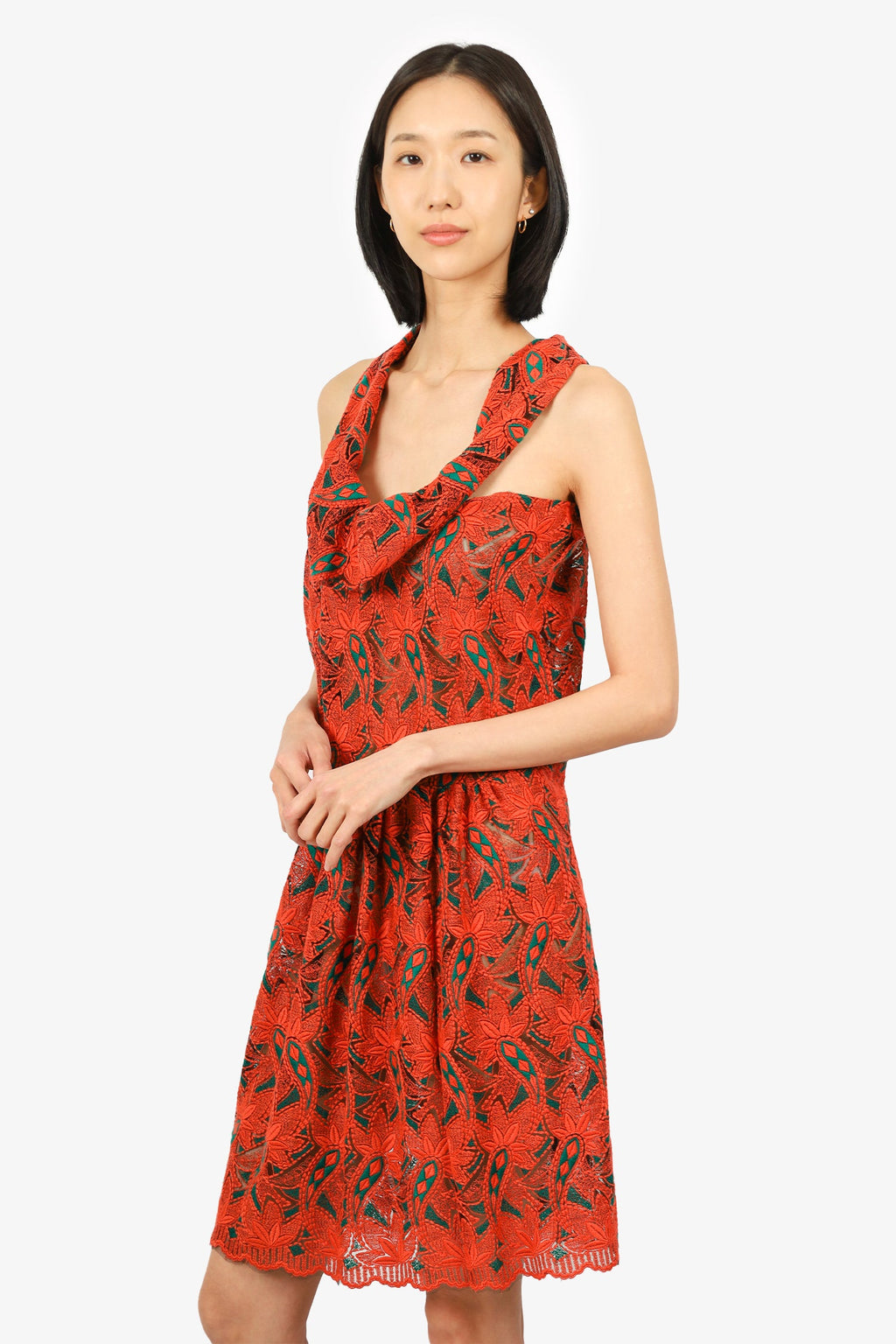 Junya Watanabe x Comme Des Garcons Orange/Green Lace Dress Size XS