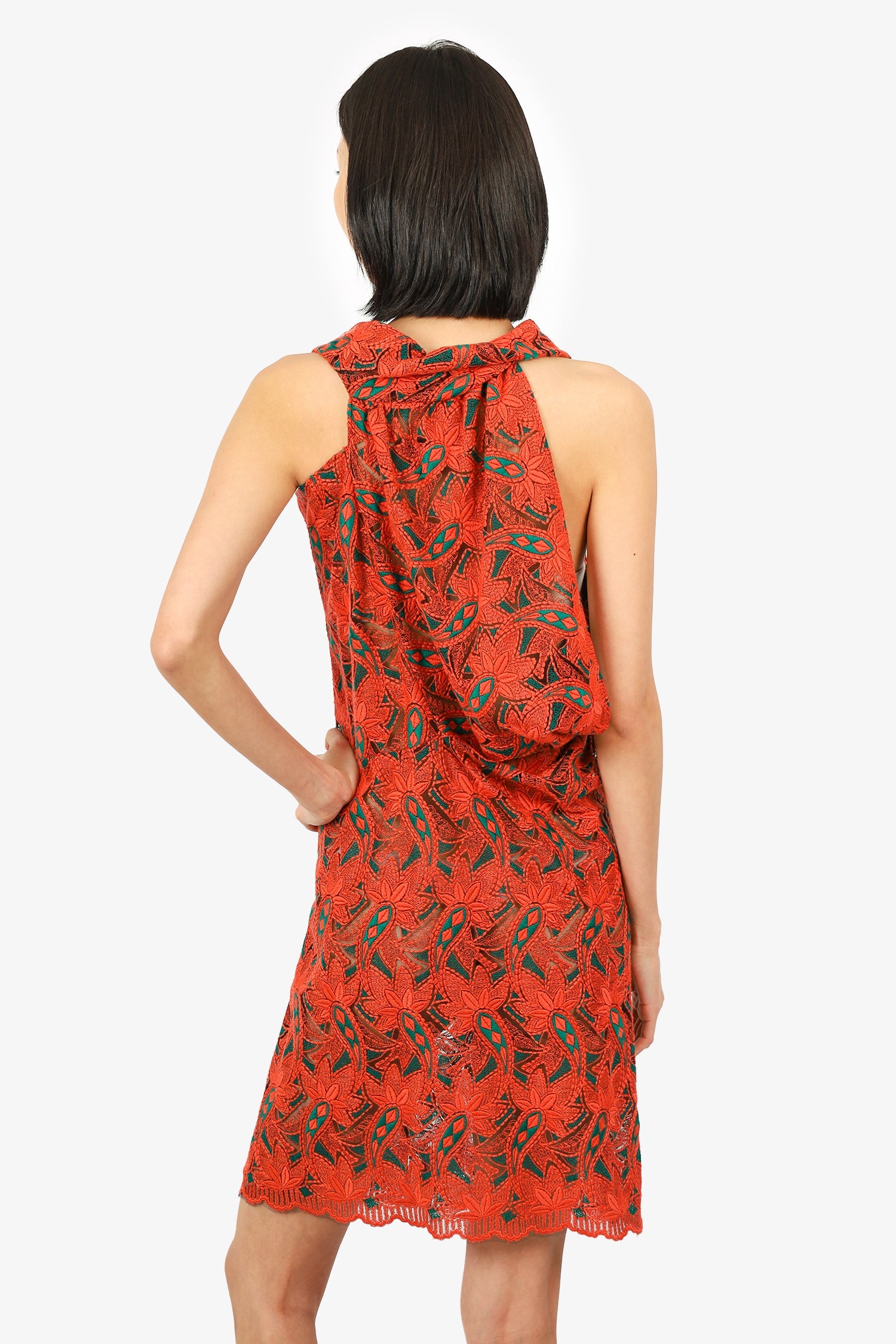 Junya Watanabe x Comme Des Garcons Orange/Green Lace Dress Size XS