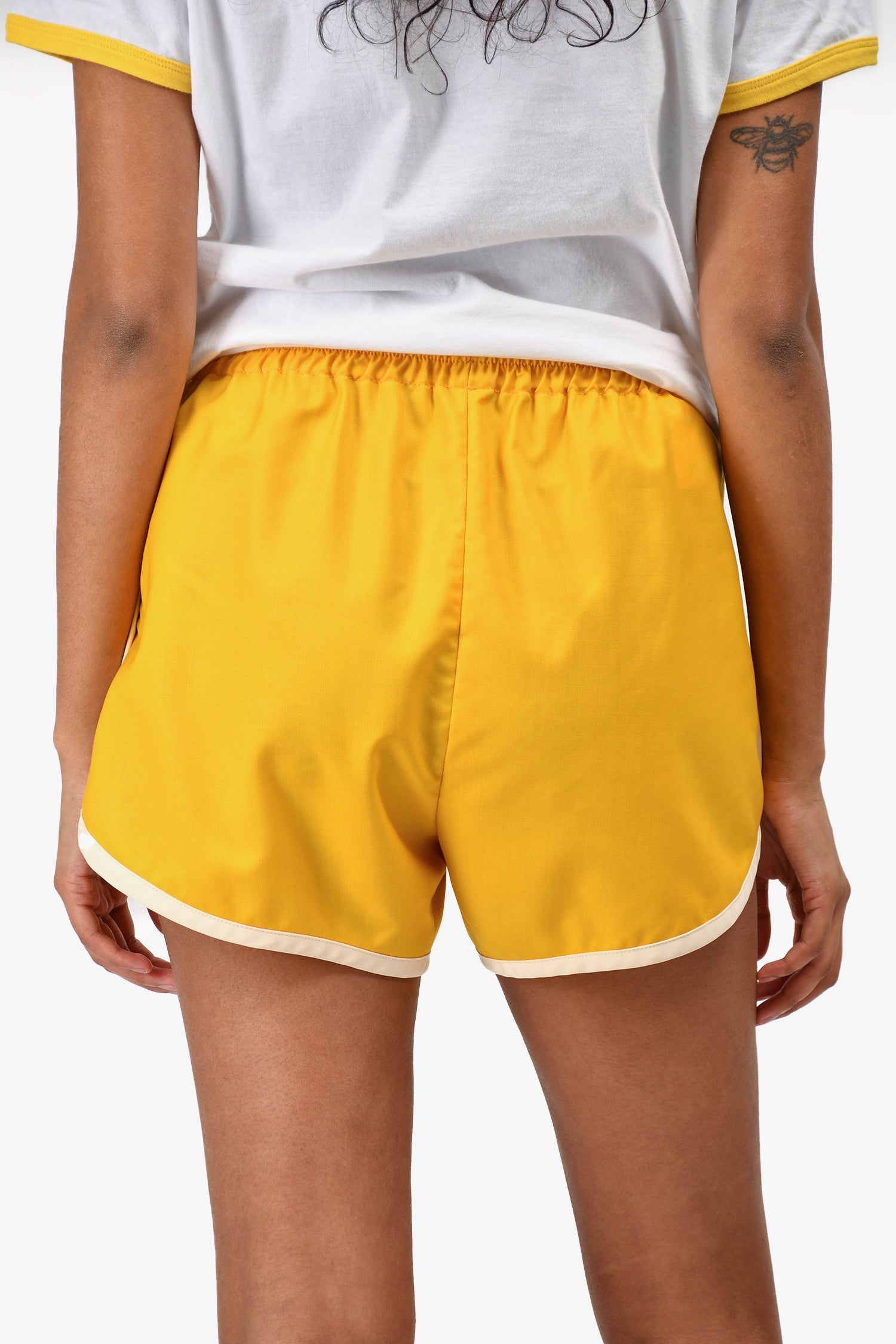 Miu Miu 2018 Yellow Nylon Drawstring Shorts Size 38