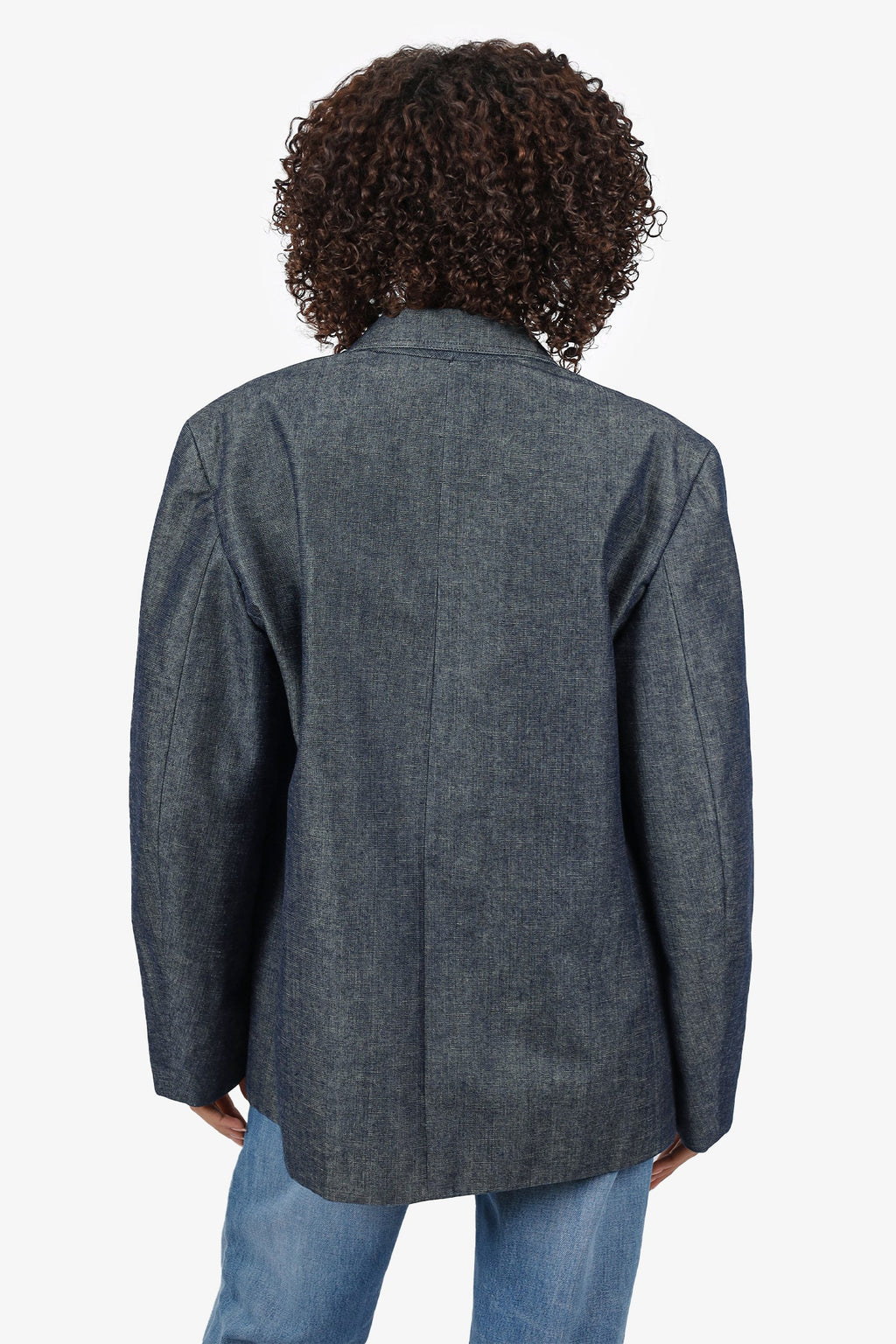 Pre-Loved Chanel™ 00C Dark Blue Denim CC Button Blazer Size 48