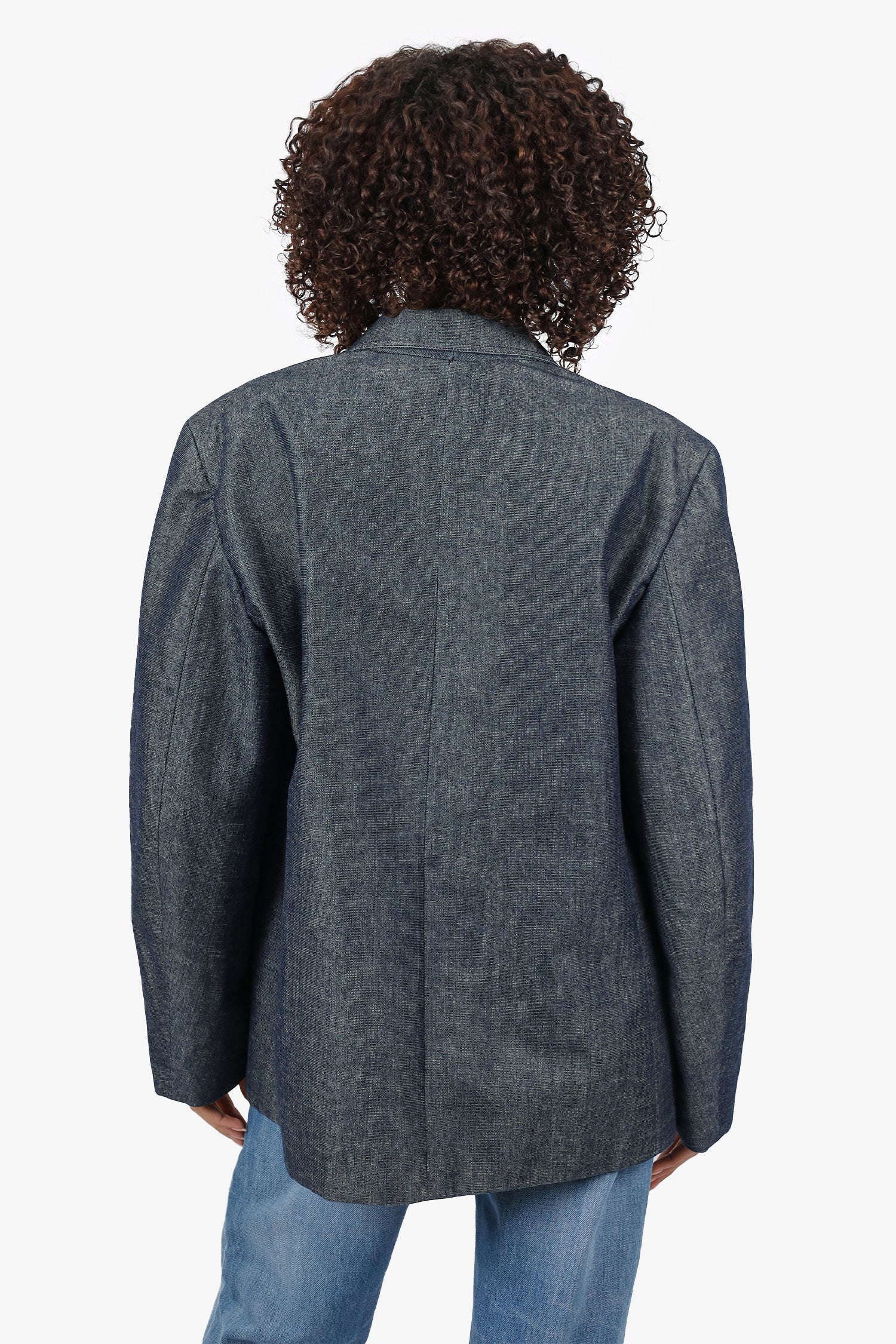 Pre-Loved Chanel™ 00C Dark Blue Denim CC Button Blazer Size 48