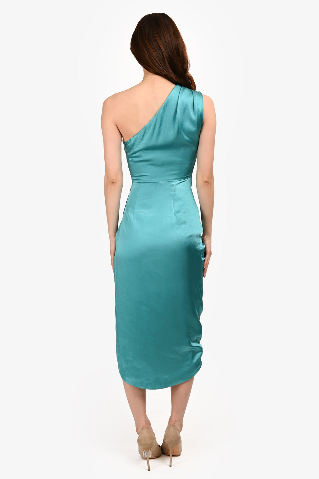 Elliatt Aqua Blue One Shoulder 'Callie' Midi Dress Size XS