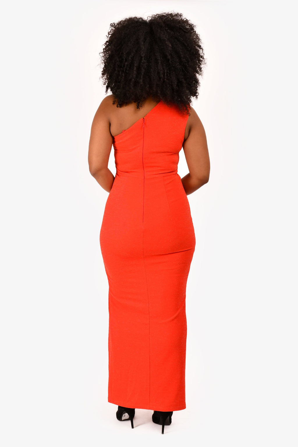 Black by Bariano Red One Shoulder 'Leticia' Maxi Dress with Slit Size M