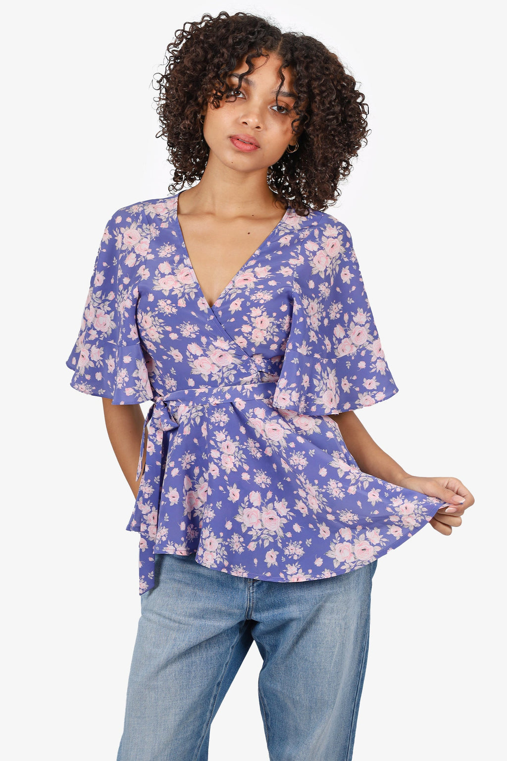 Selkie Purple/Pink Floral Print Blouse Size S
