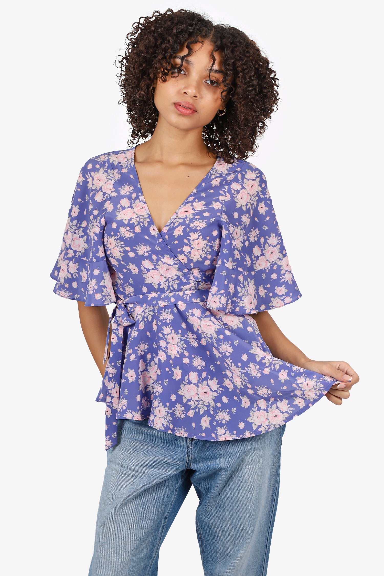 Selkie Purple/Pink Floral Print Blouse Size S