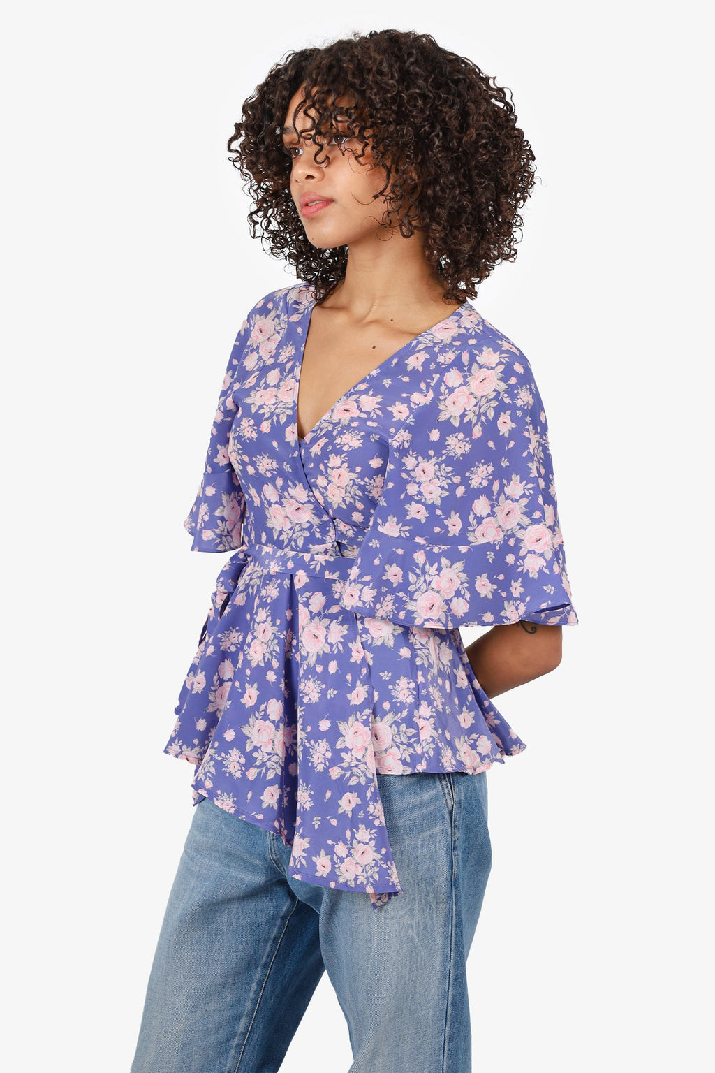 Selkie Purple/Pink Floral Print Blouse Size S