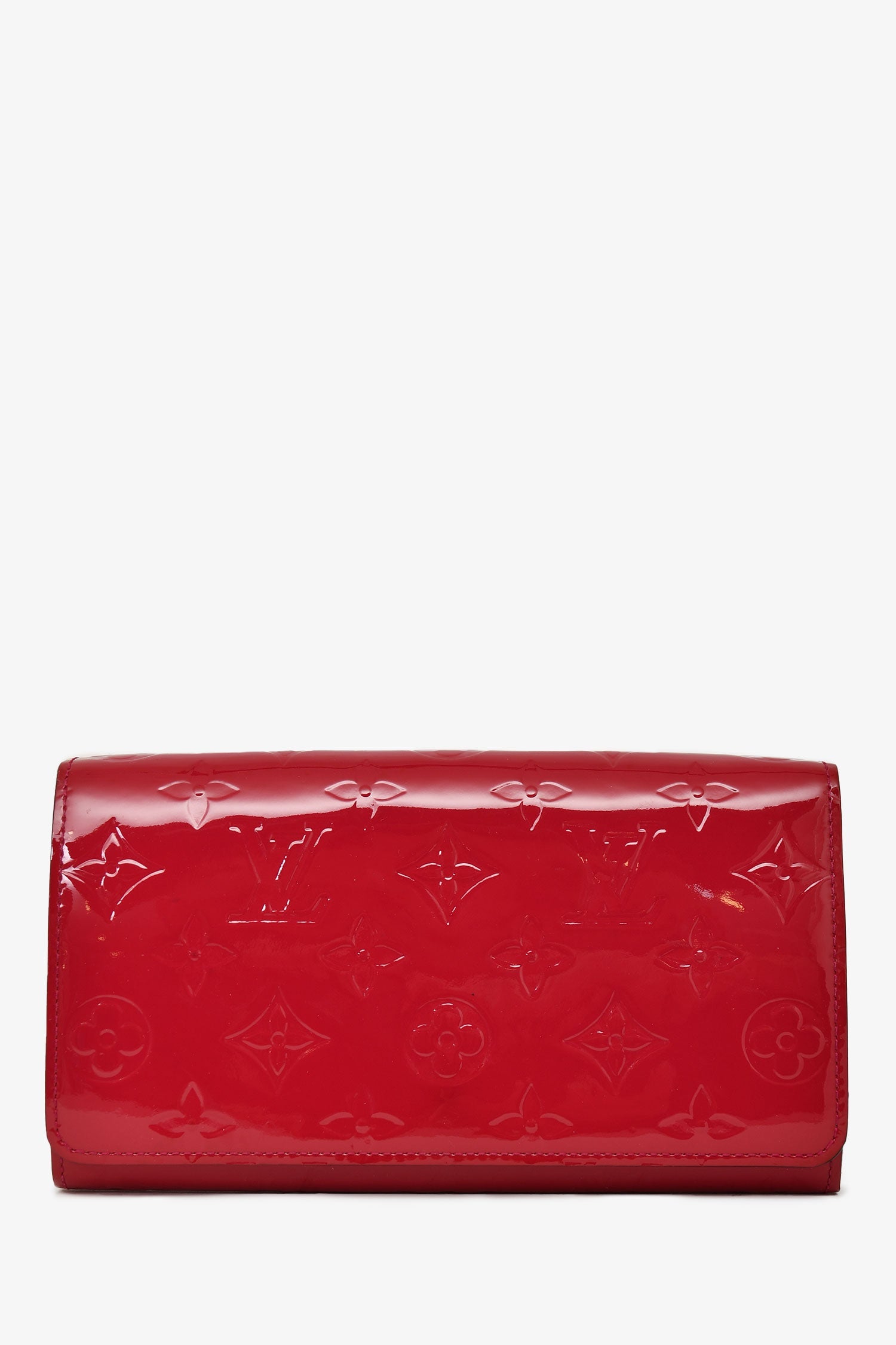 Louis Vuitton 2014 Fuscia Vernis Leather Monogram Sarah Wallet on Chain