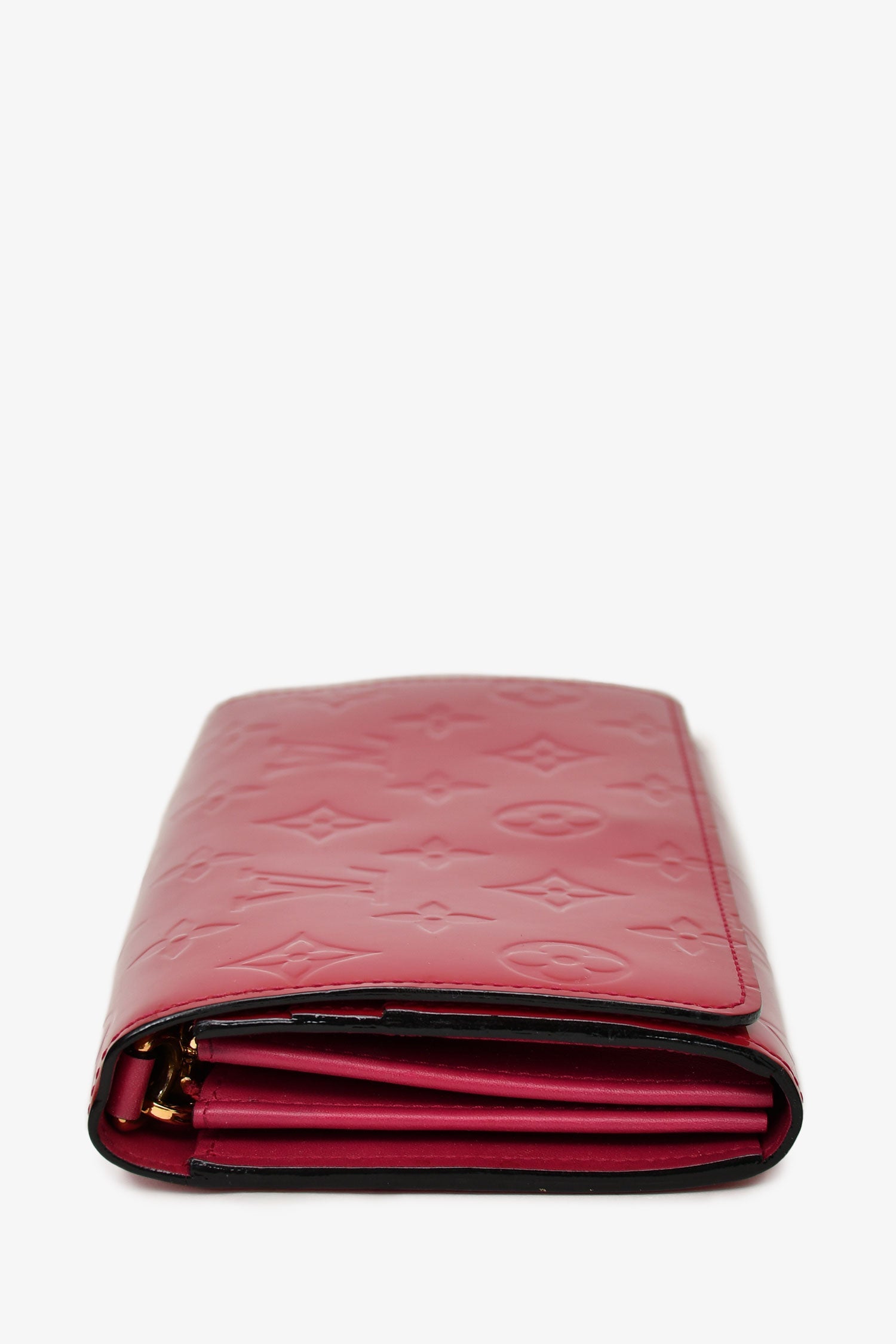 Louis Vuitton 2014 Fuscia Vernis Leather Monogram Sarah Wallet on Chain
