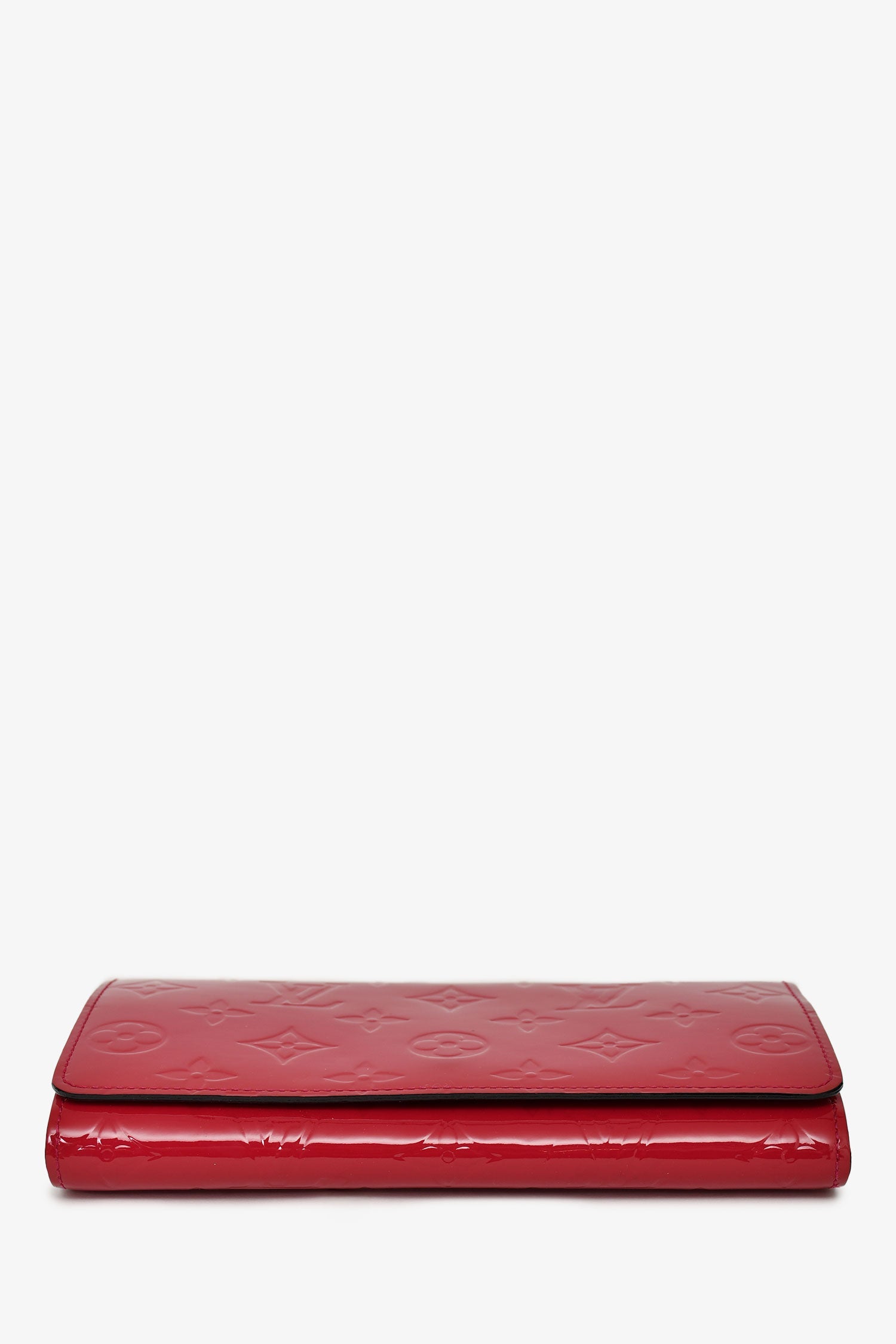 Louis Vuitton 2014 Fuscia Vernis Leather Monogram Sarah Wallet on Chain