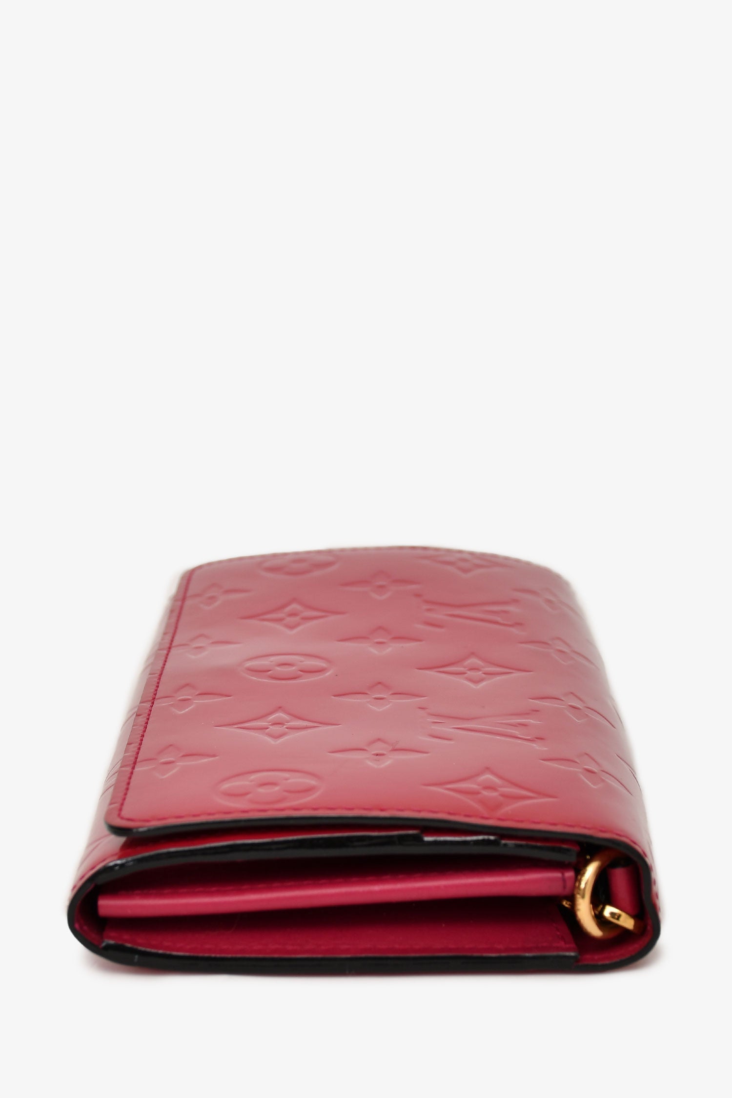 Louis Vuitton 2014 Fuscia Vernis Leather Monogram Sarah Wallet on Chain