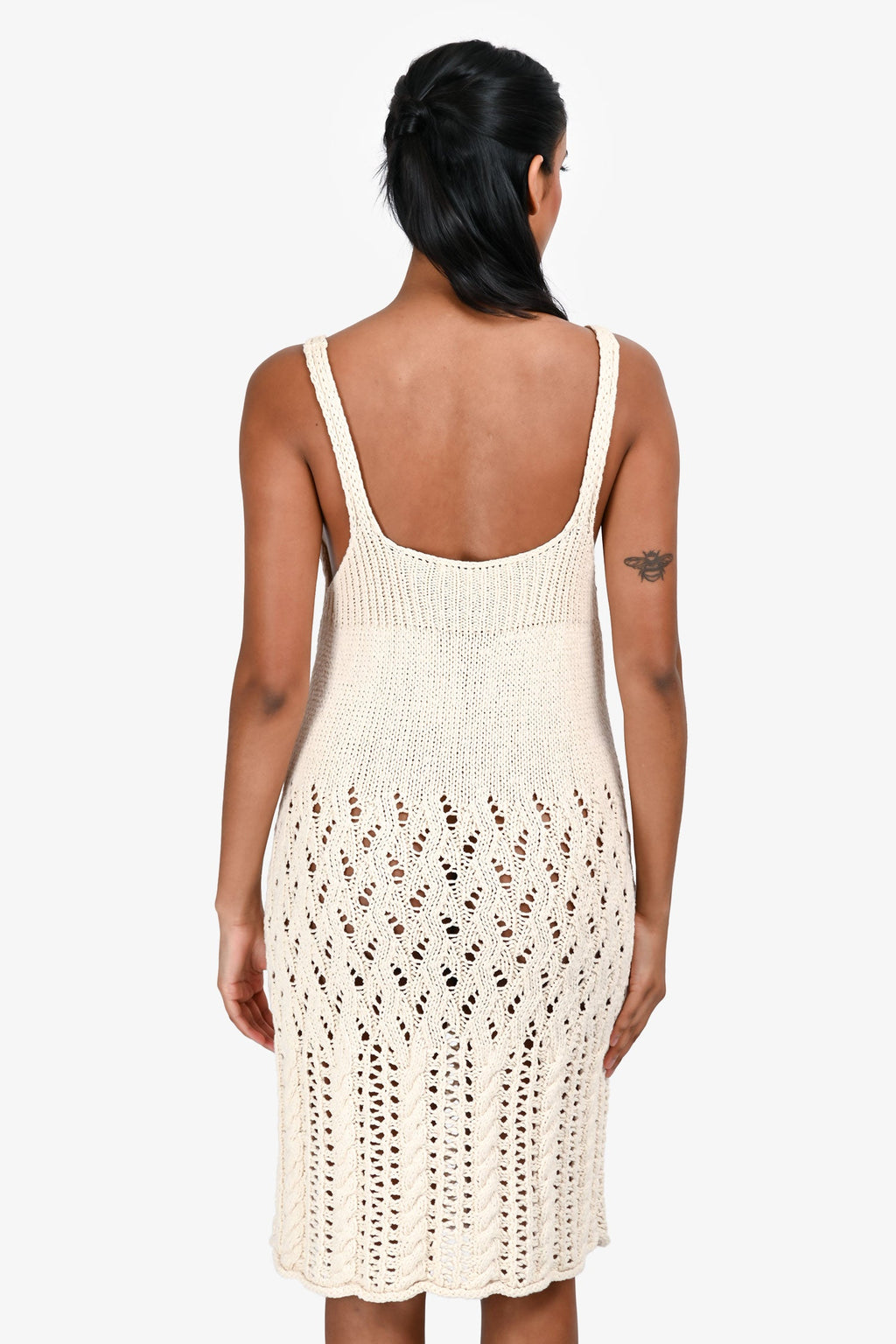 Acne Studios Cream Cotton Open Knit Mini Dress Size XS