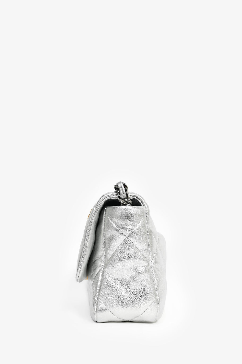Pre-Loved Chanel™ 2020 Silver Lambskin Medium 19 Flap Bag
