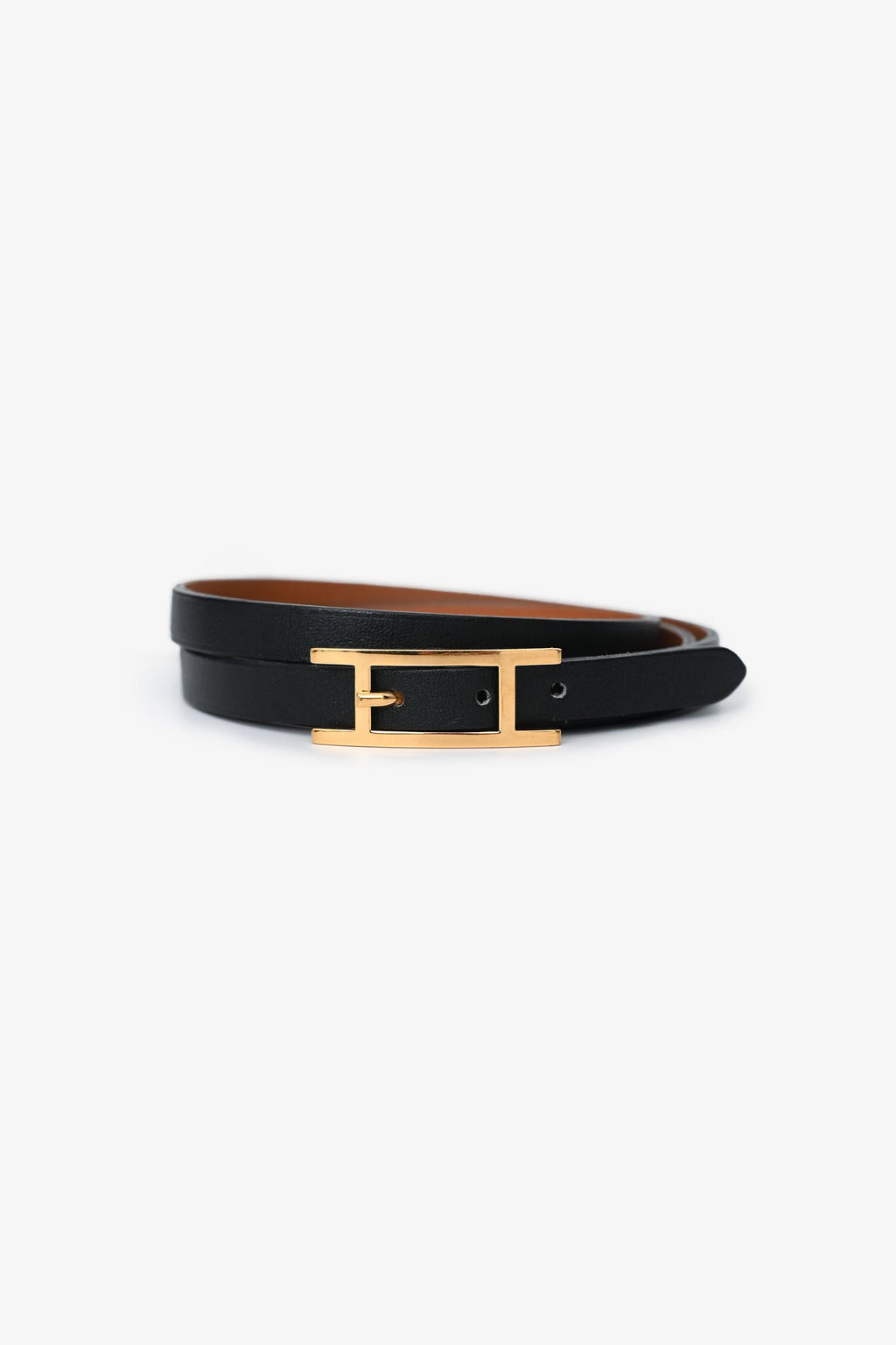Hermès Black Leather Behapi Double Tour Bracelet
