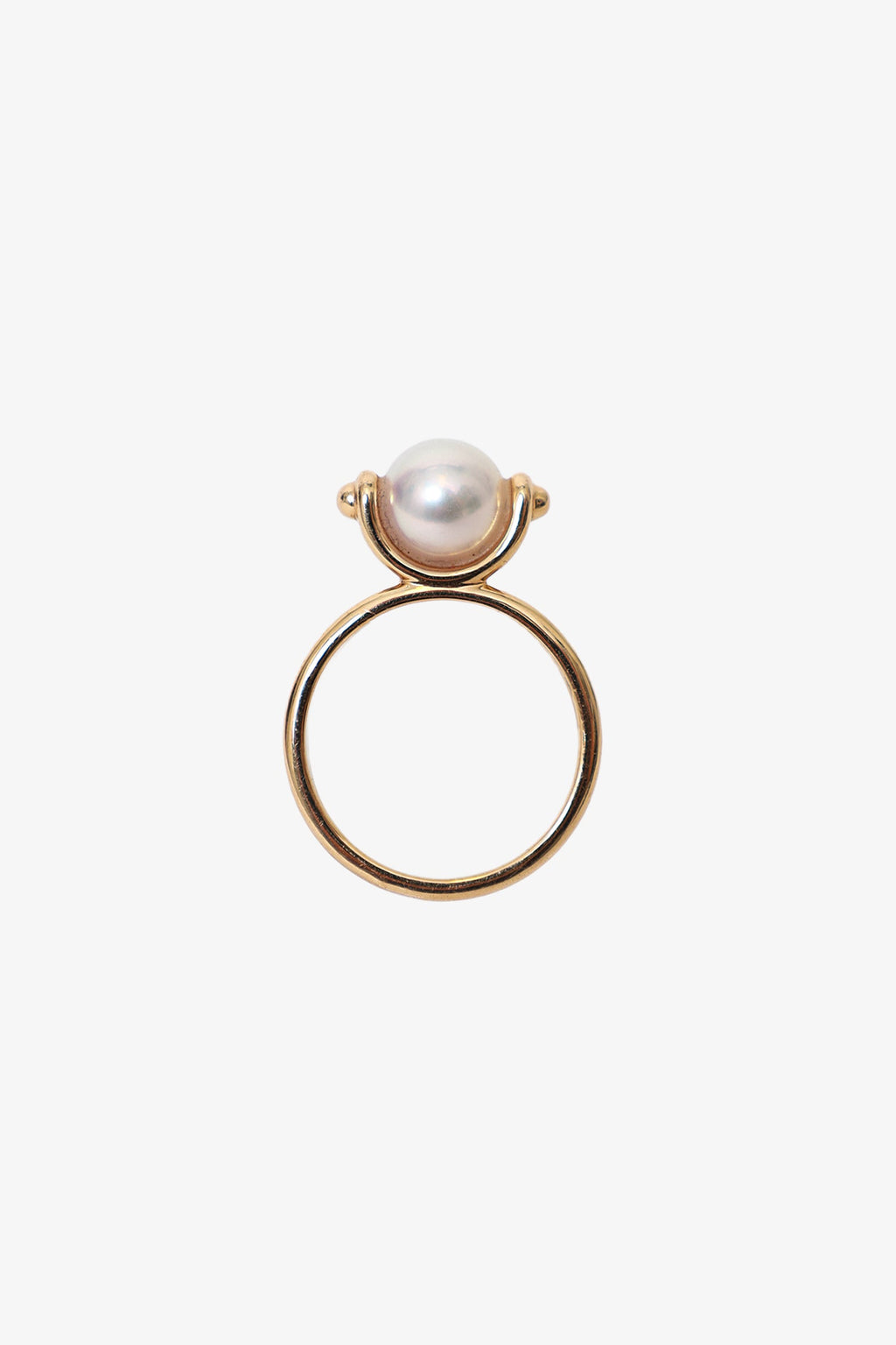 Hermés 18K Rose Gold Pearl 'Chandra' Ring Small Model
