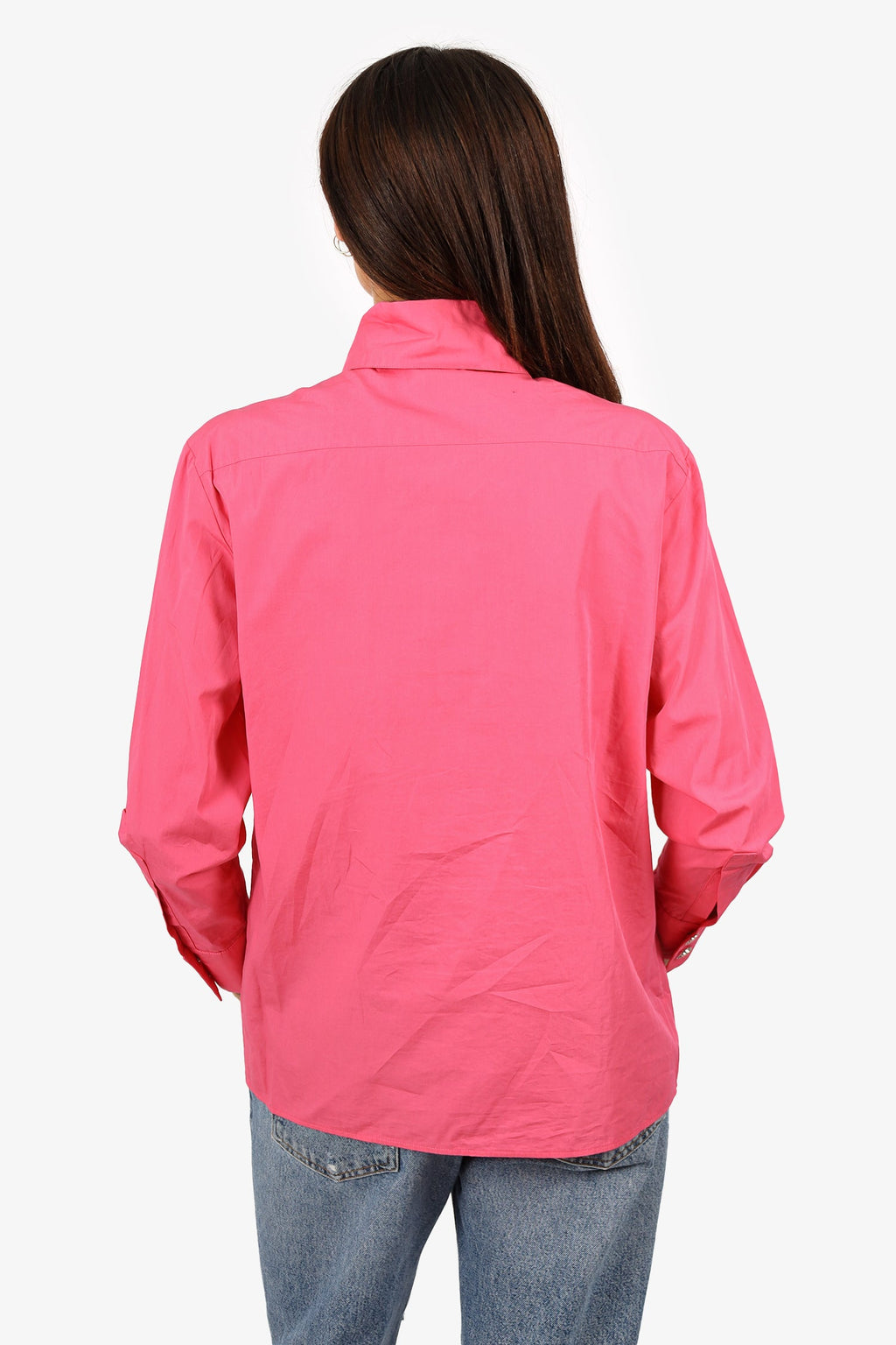 Pre-Loved Chanel™ 21C Pink CC Crystal Button Long Sleeve Shirt Size 36