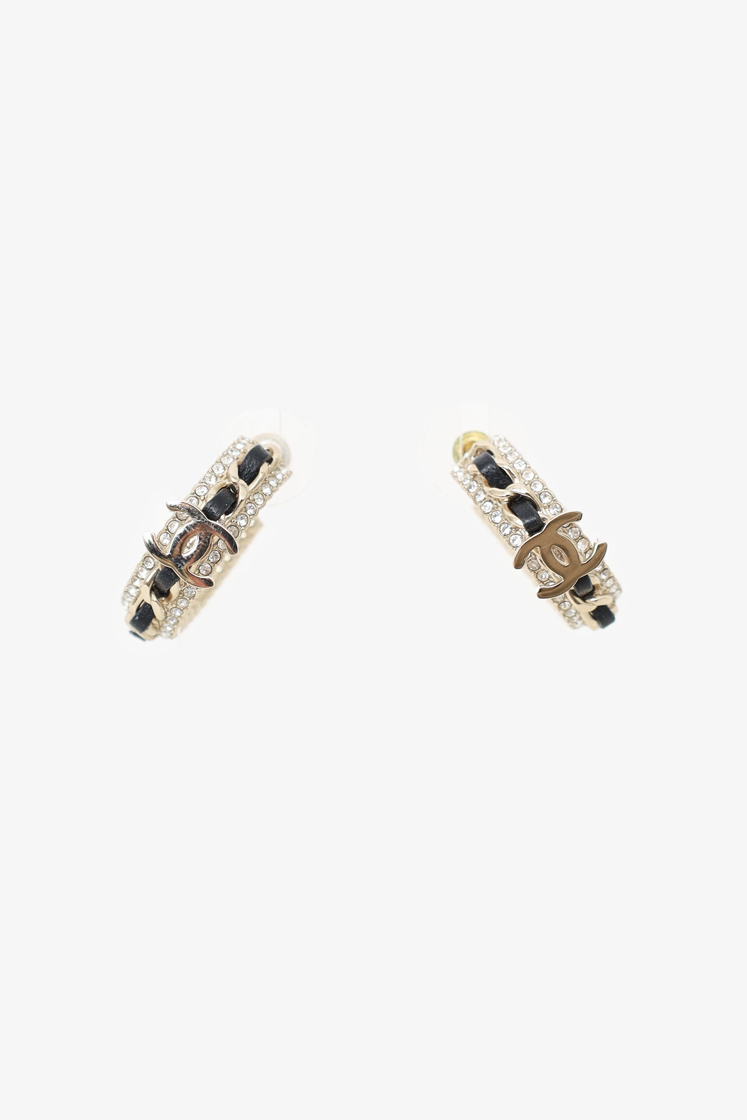 Pre-loved Chanel™ Crystal Lambskin CC Chain Hoop Earrings